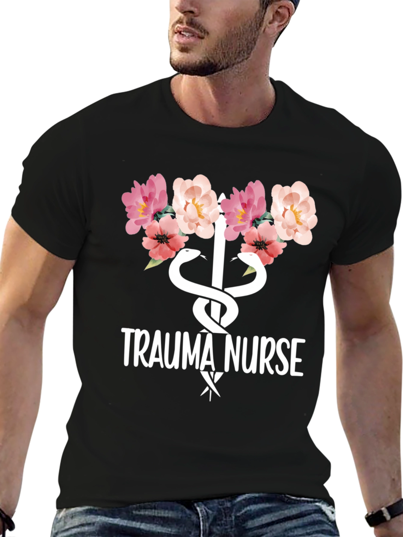 Trauma Nurse Floral Graphic Tee - Medical Apparel