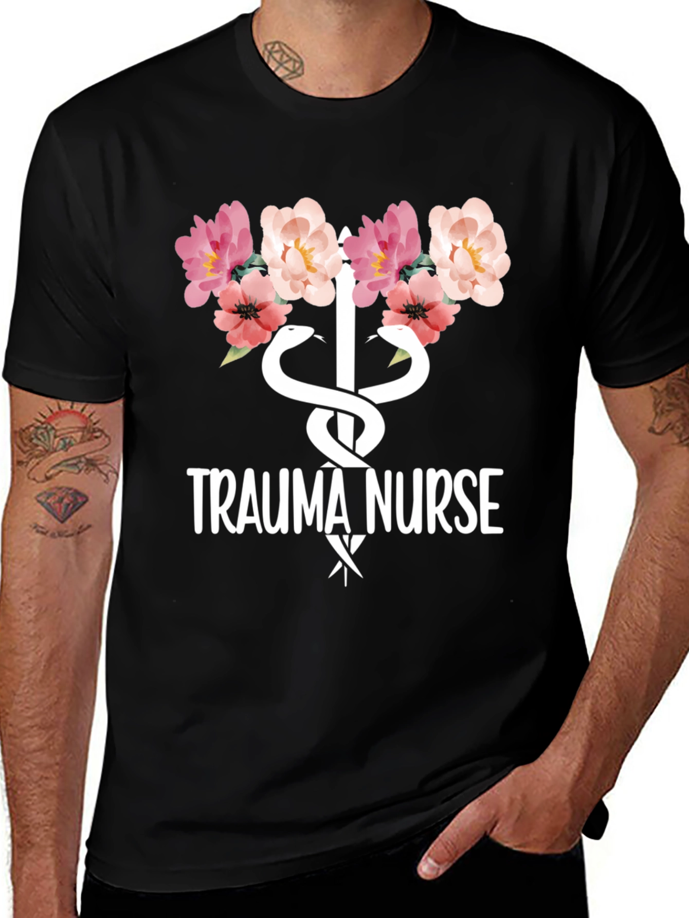 Trauma Nurse Floral Graphic Tee - Medical Apparel