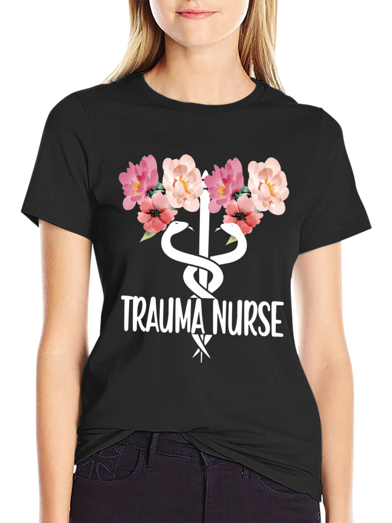 Trauma Nurse Floral Graphic Tee - Medical Apparel