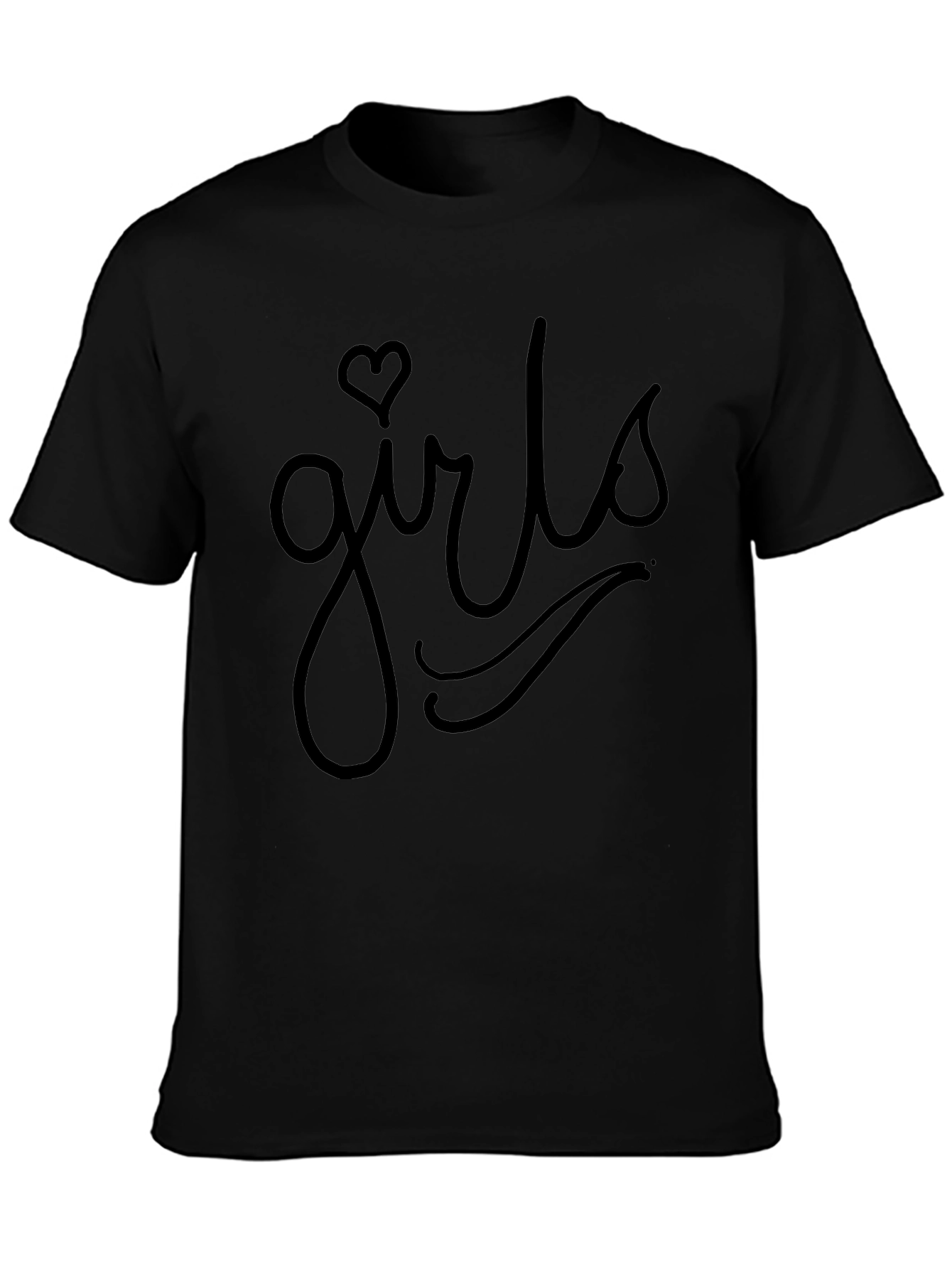Girls Heart Graphic Tee - Casual Black T-Shirt
