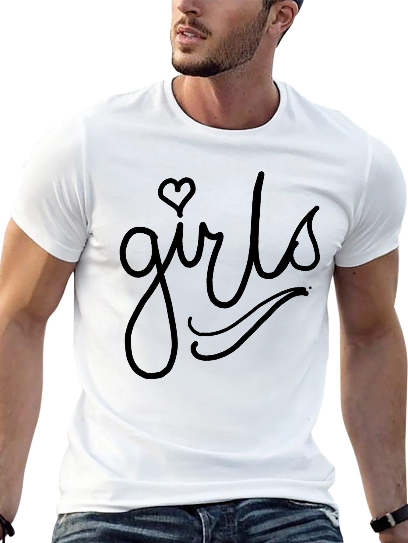Girls Heart Graphic Tee - Casual Black T-Shirt