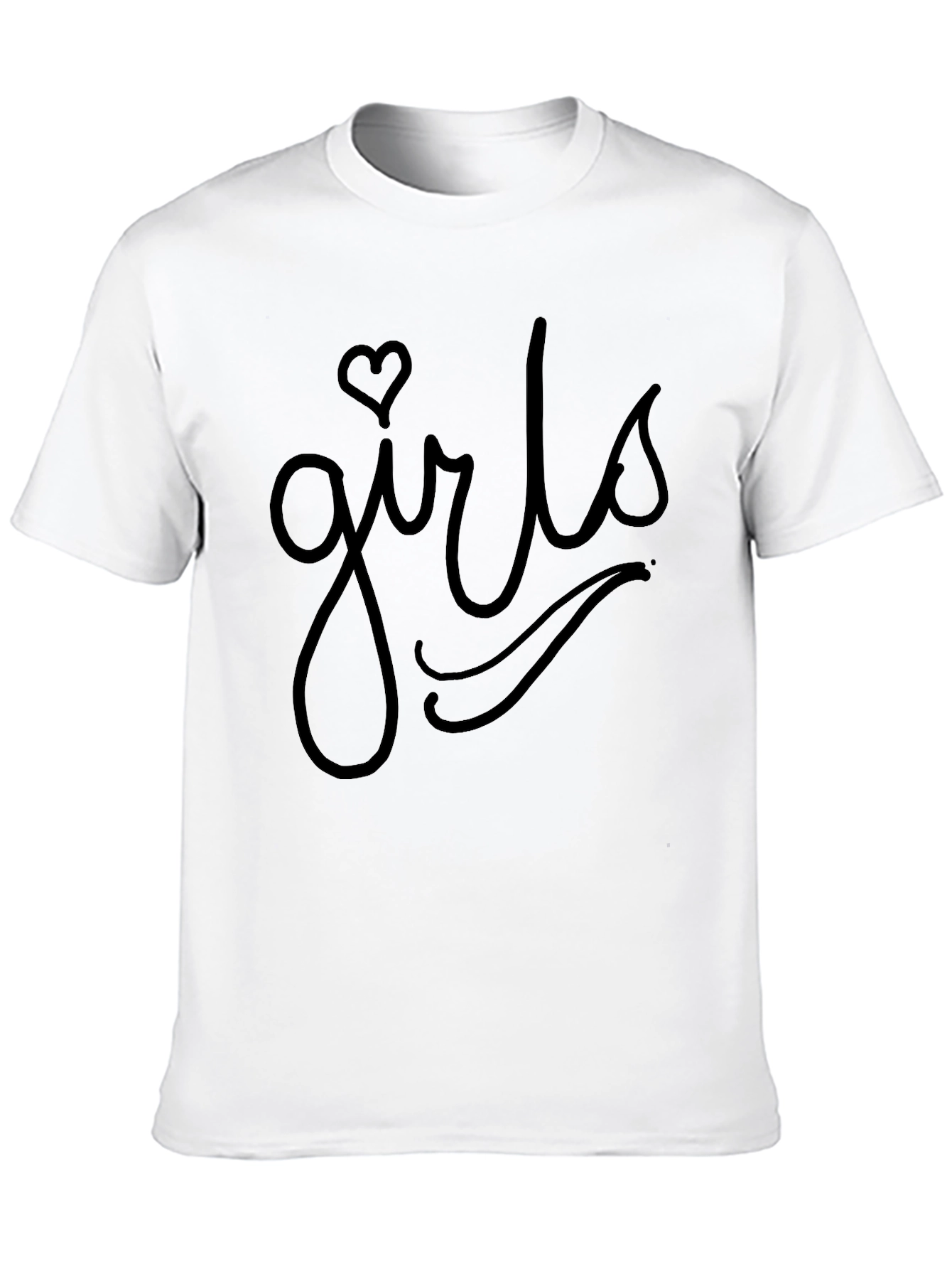 Girls Heart Graphic Tee - Casual Black T-Shirt
