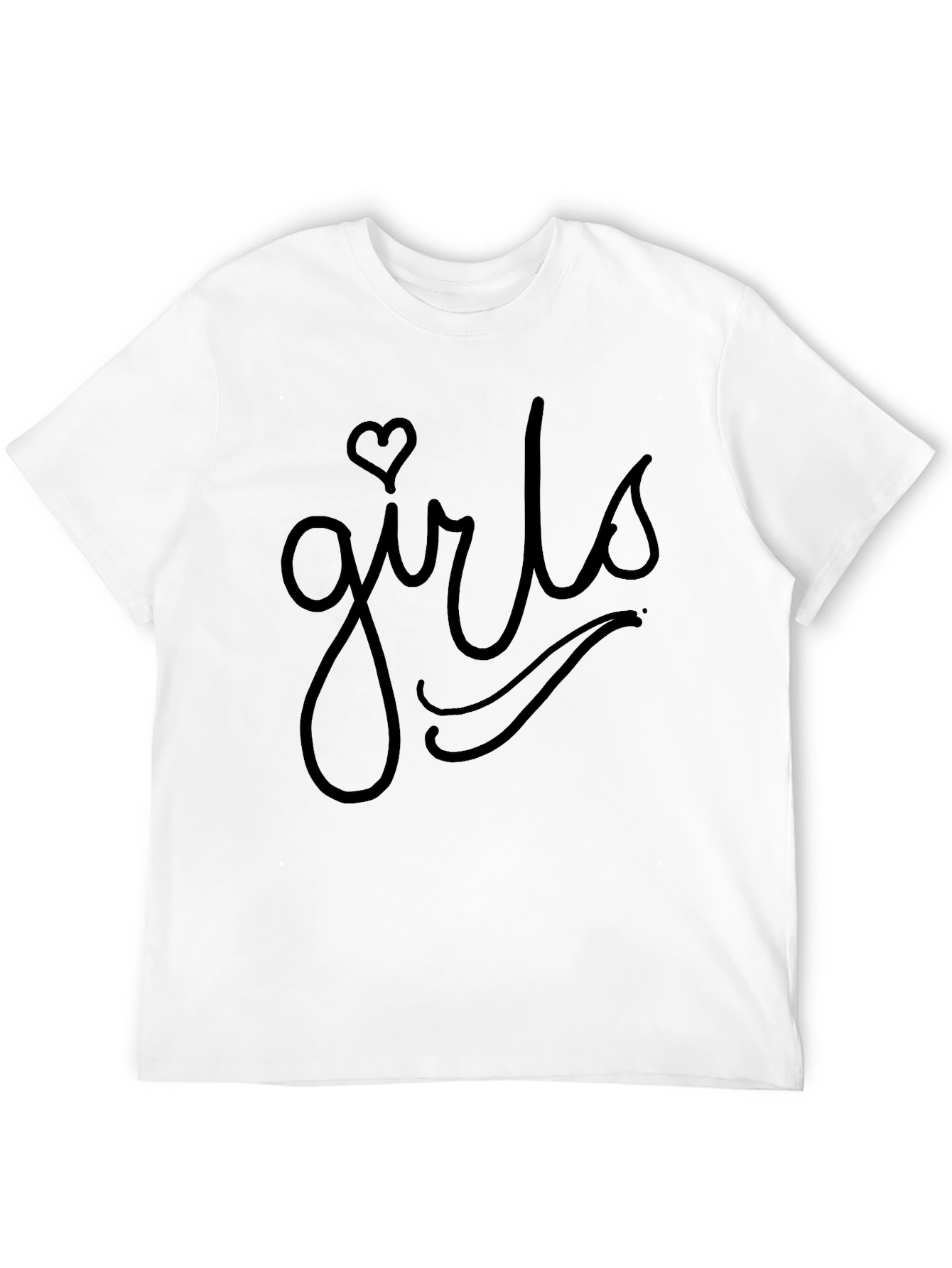 Girls Heart Graphic Tee - Casual Black T-Shirt