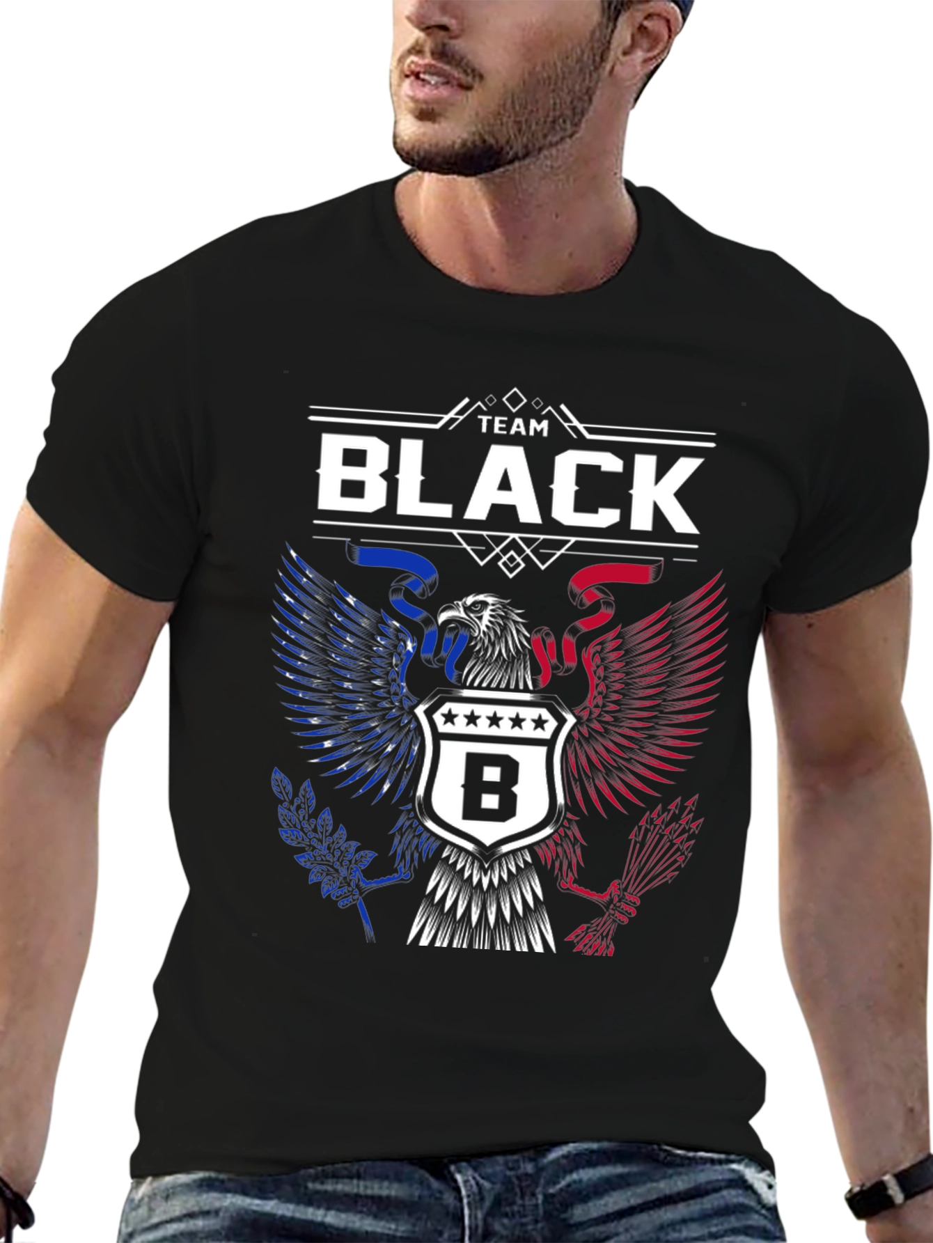 Team Black Graphic Tee - Patriotic Eagle Design