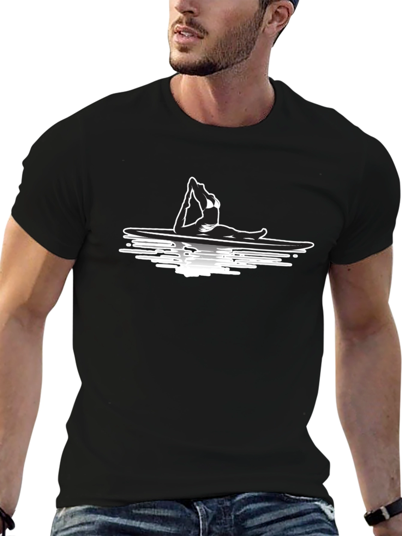 Yoga Paddle Boarding Graphic Tee - Black