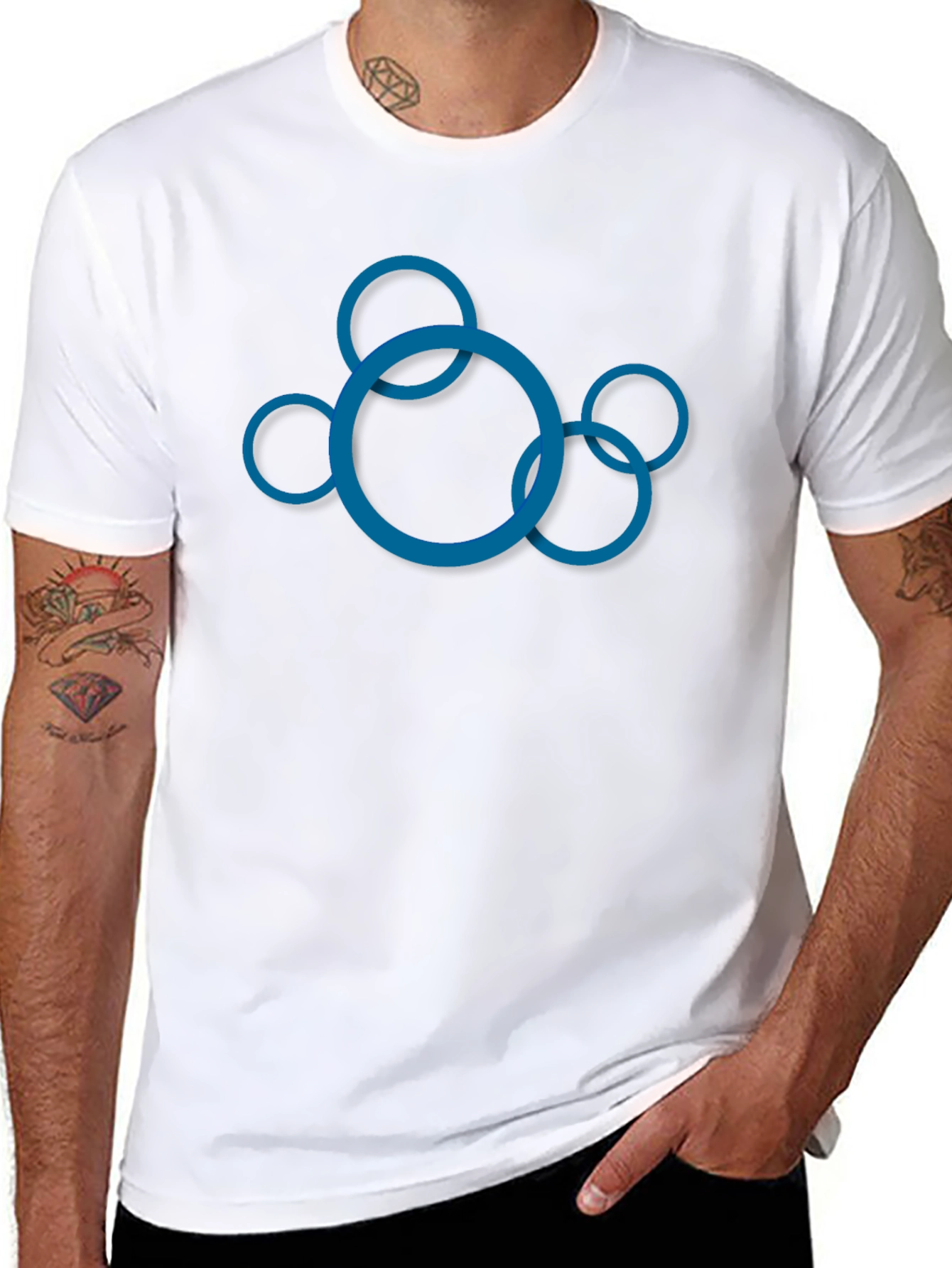 Abstract Circle Design Black T-Shirt