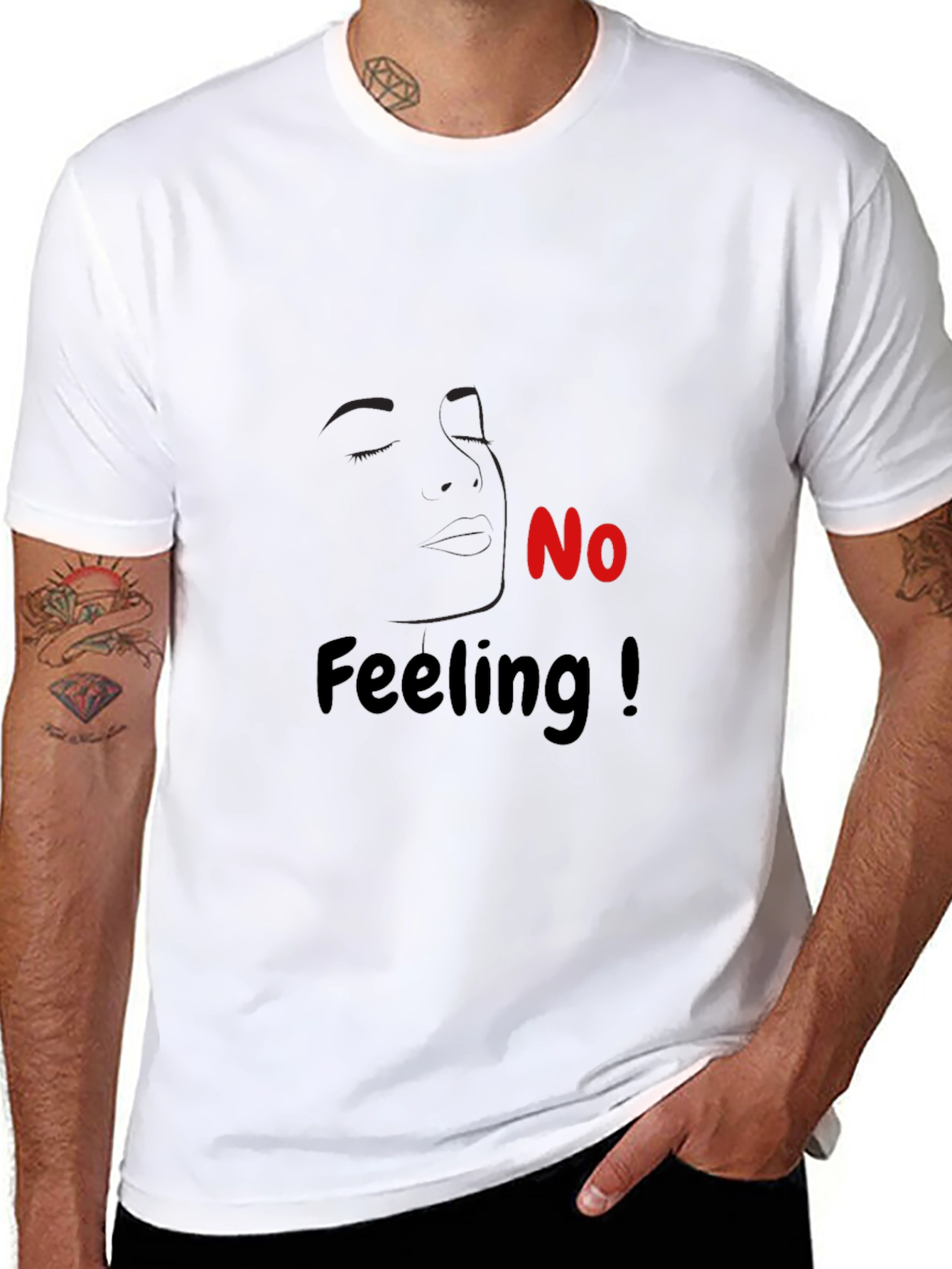 No Feeling Graphic Tee - Black Cotton Casual T-Shirt