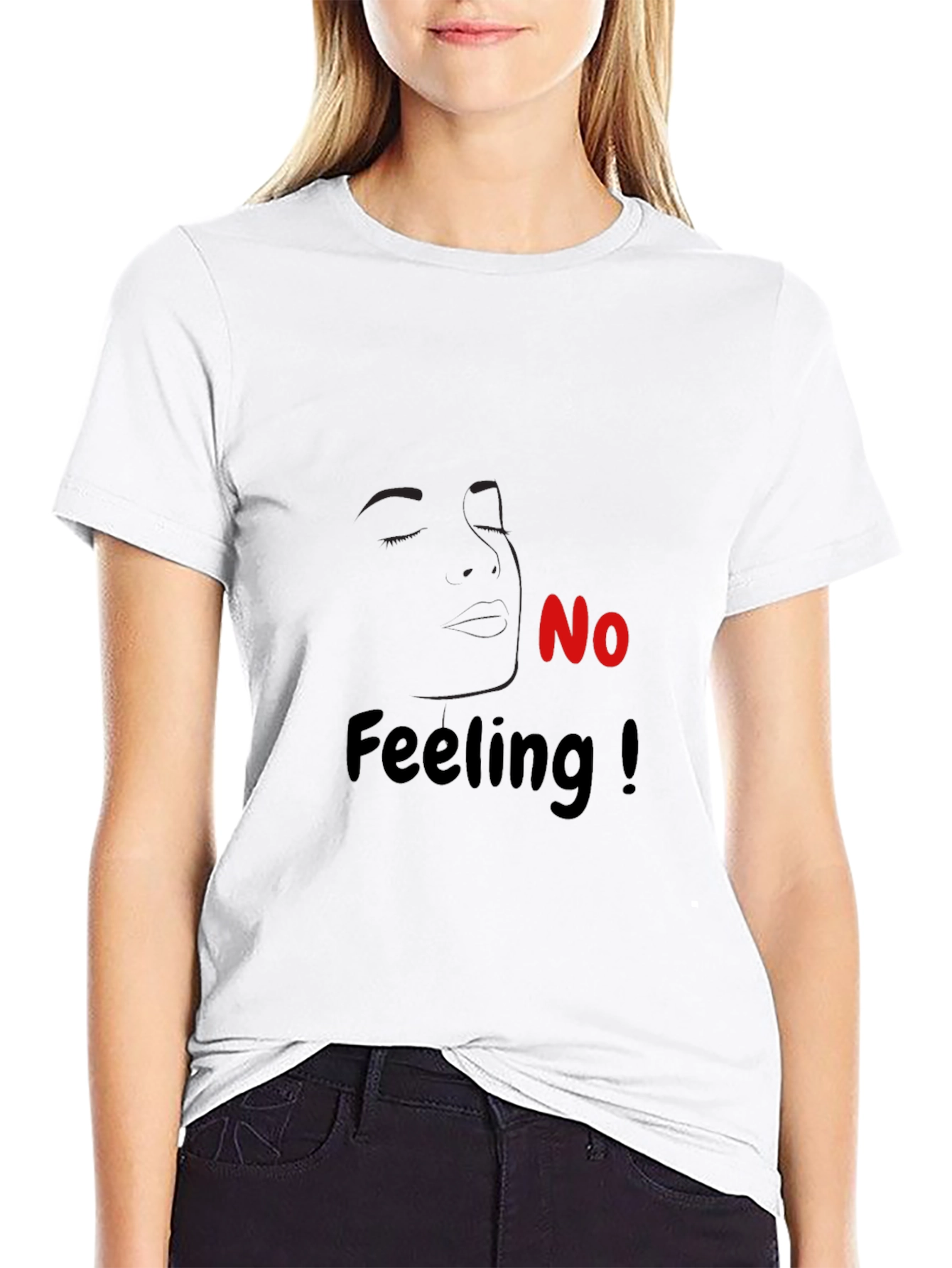 No Feeling Graphic Tee - Black Cotton Casual T-Shirt