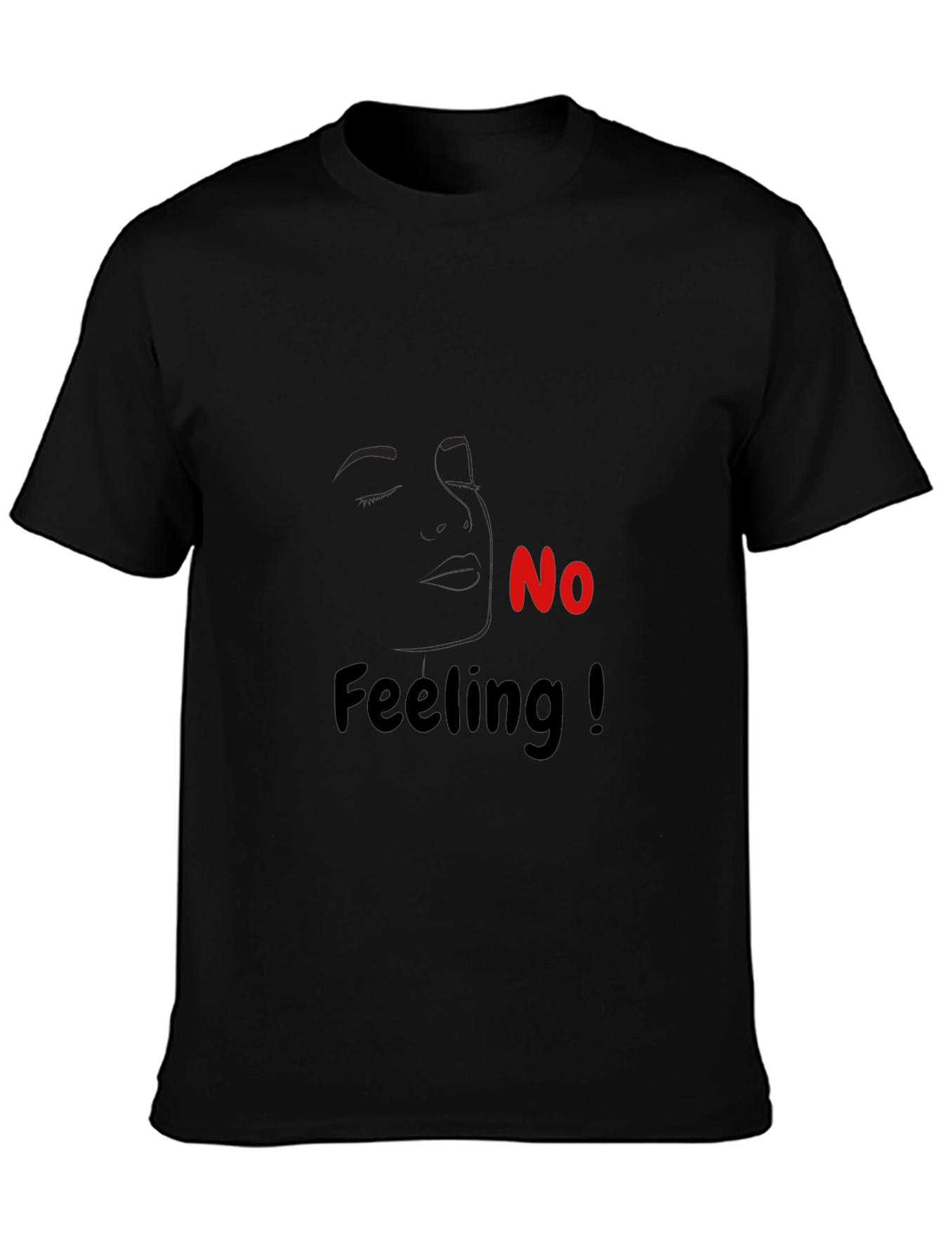 No Feeling Graphic Tee - Black Cotton Casual T-Shirt