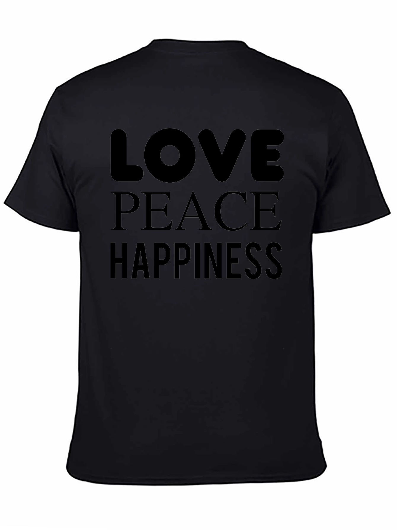 Love Peace Happiness Black Graphic Tee