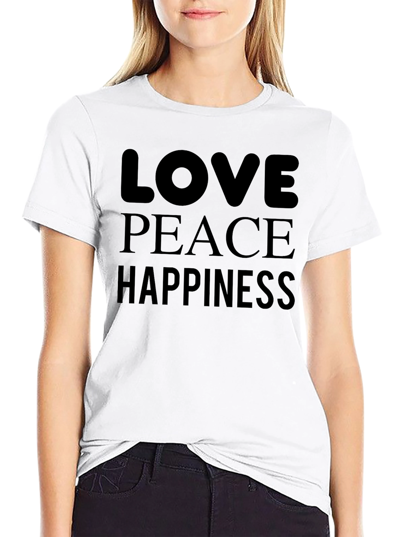 Love Peace Happiness Black Graphic Tee