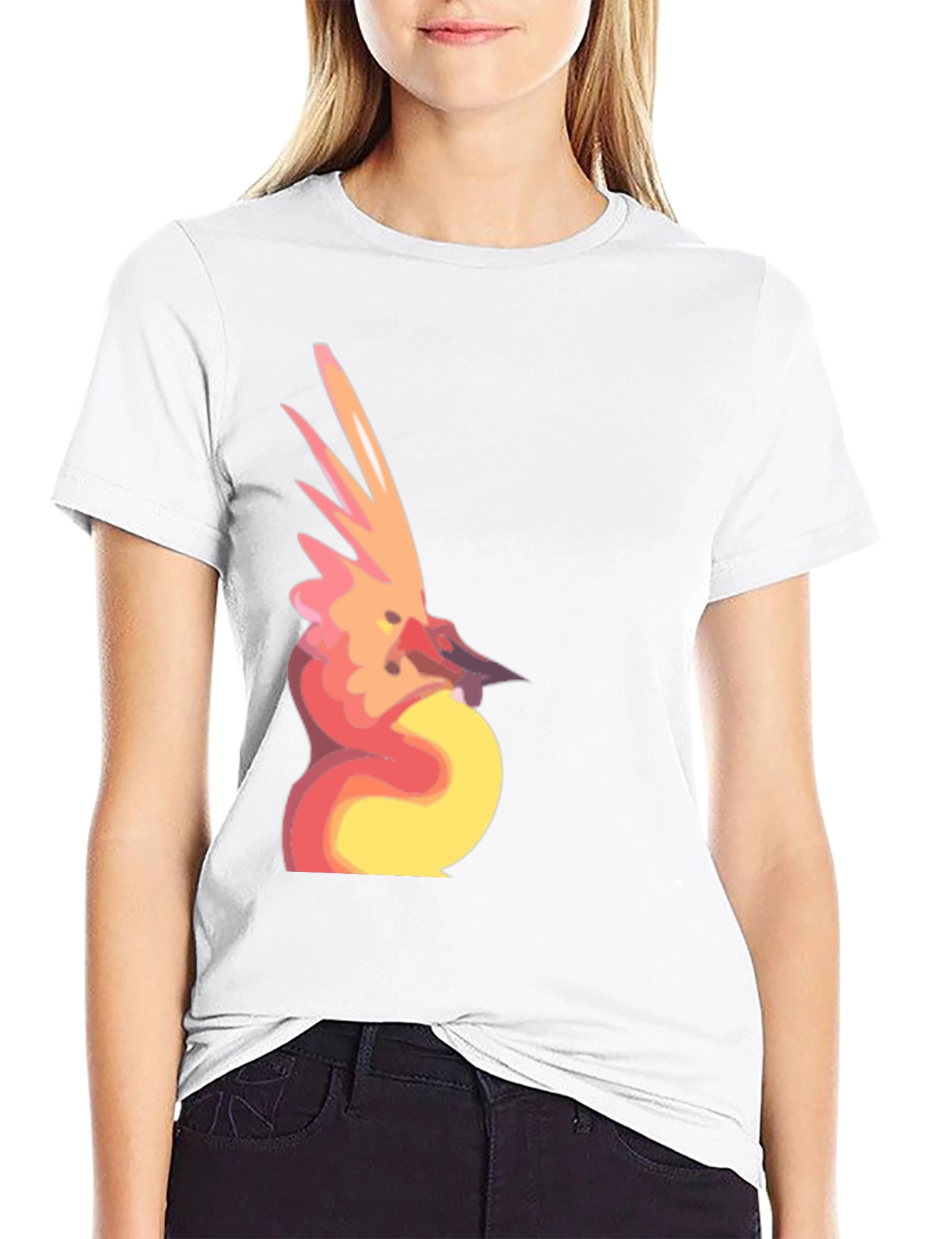 Abstract Bird Graphic Black T-Shirt