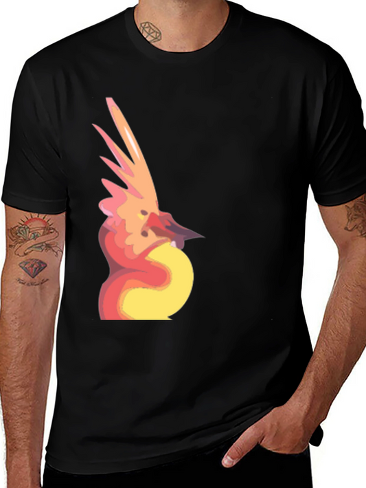 Abstract Bird Graphic Black T-Shirt
