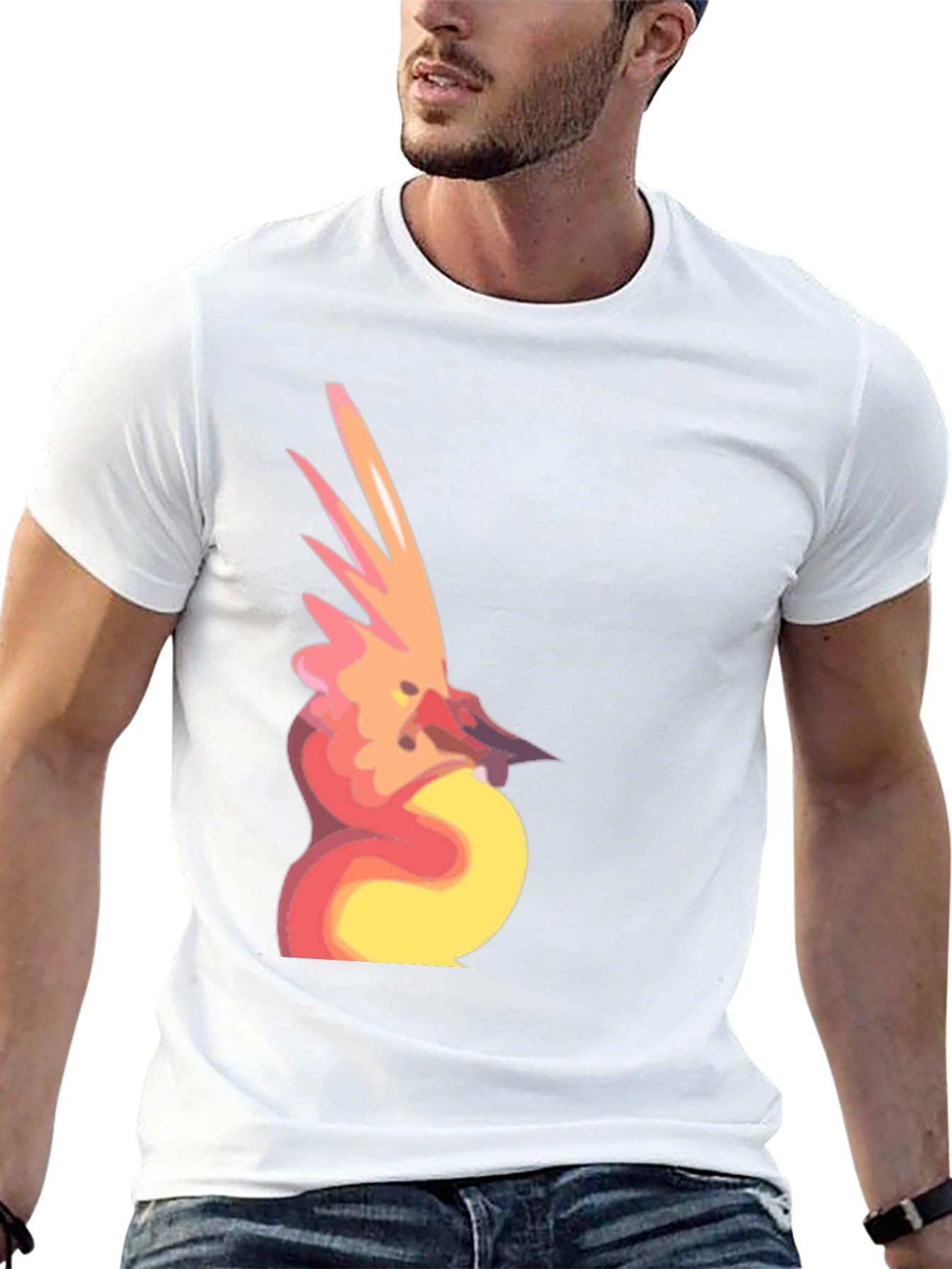 Abstract Bird Graphic Black T-Shirt