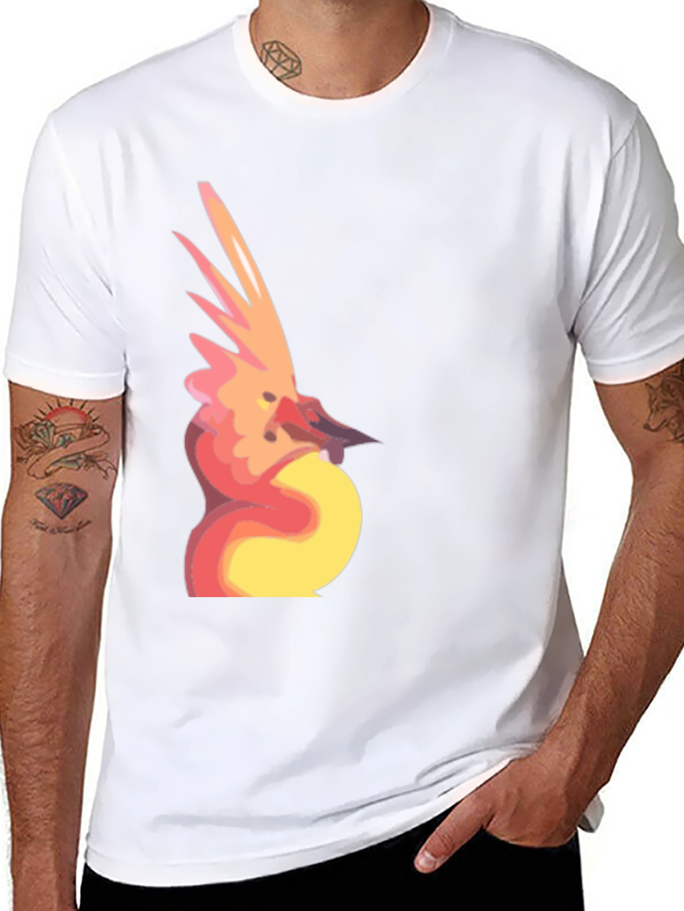 Abstract Bird Graphic Black T-Shirt