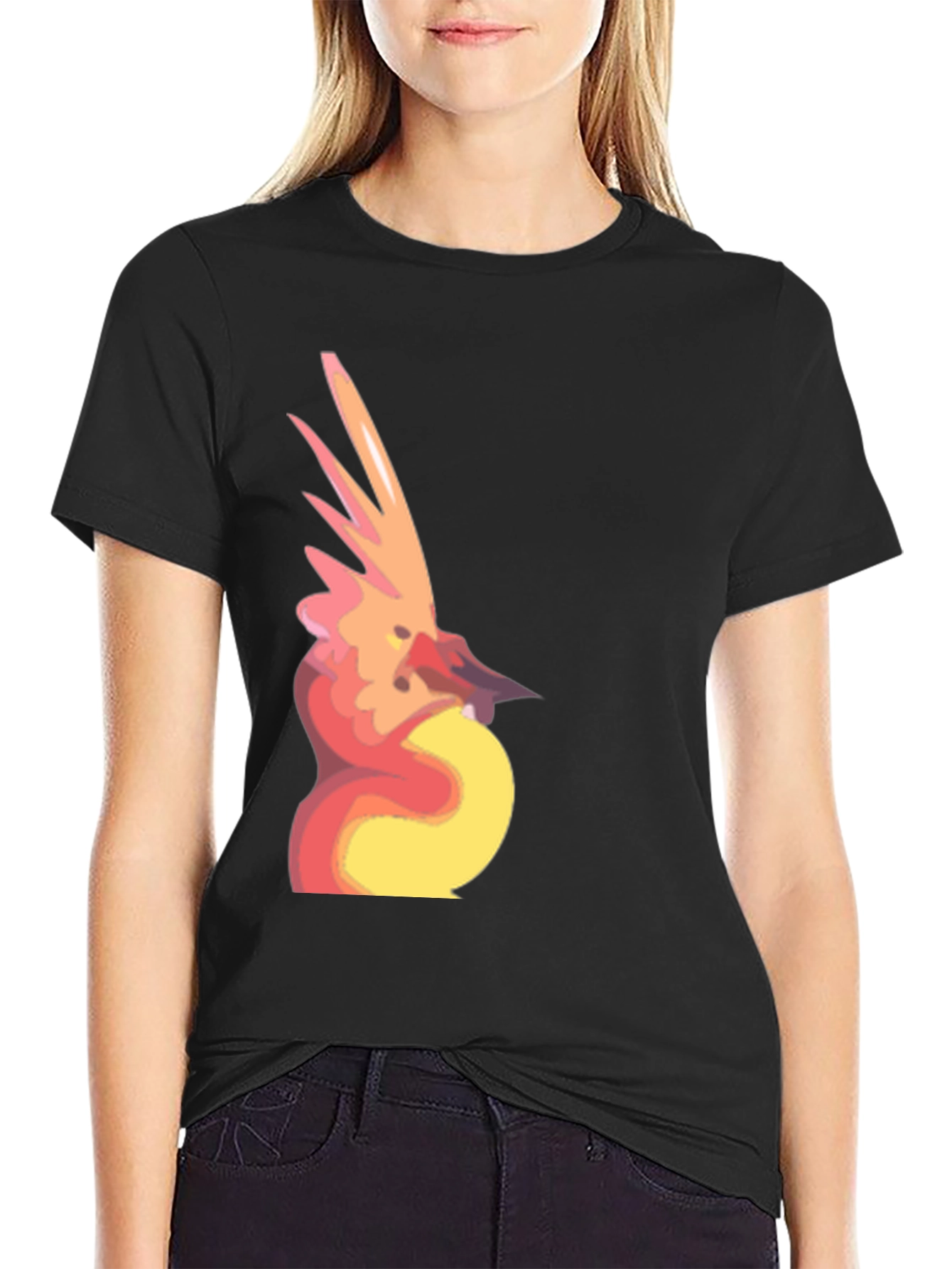 Abstract Bird Graphic Black T-Shirt