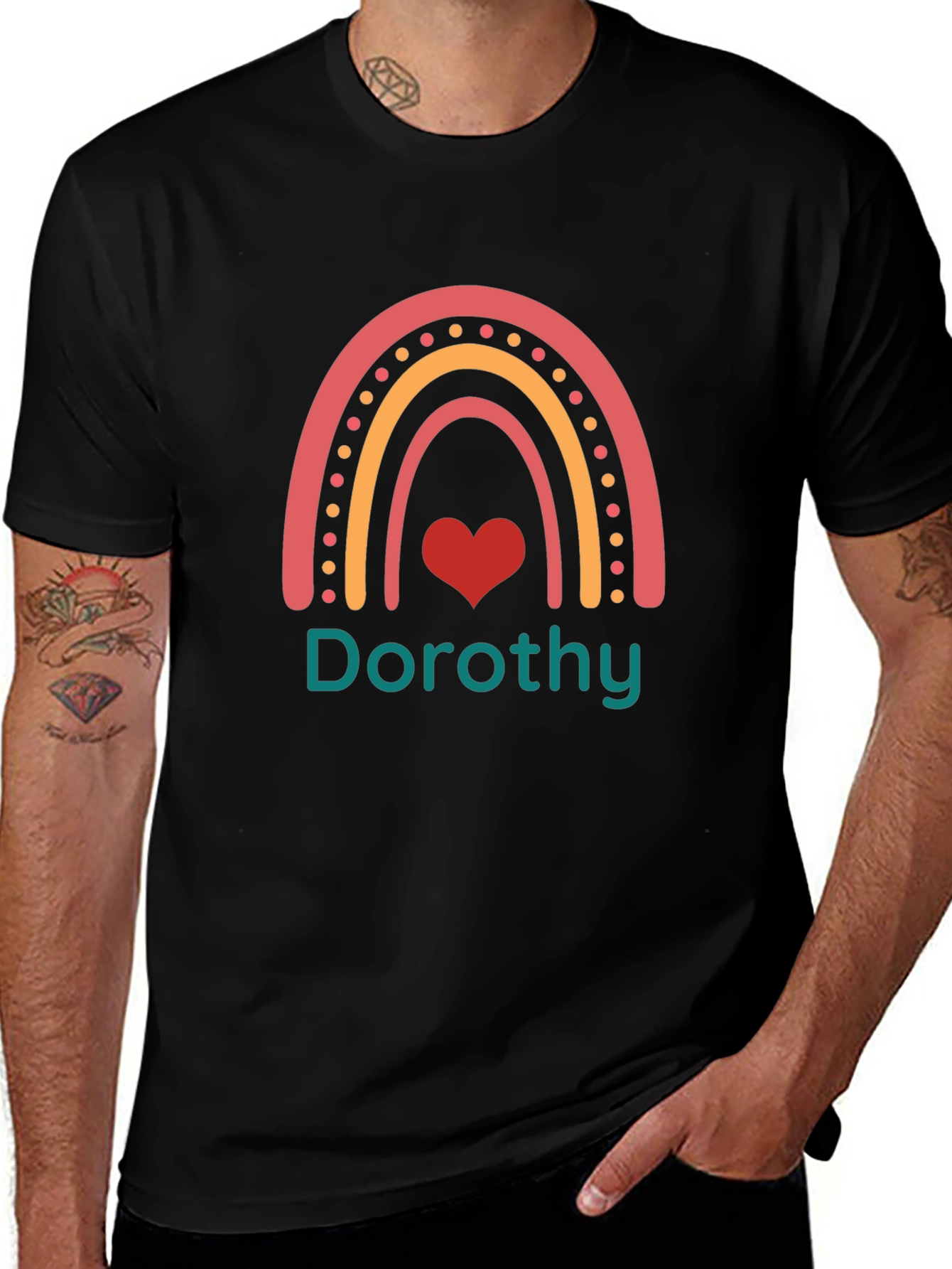 Dorothy Rainbow Graphic Tee - Trendy Black T-Shirt