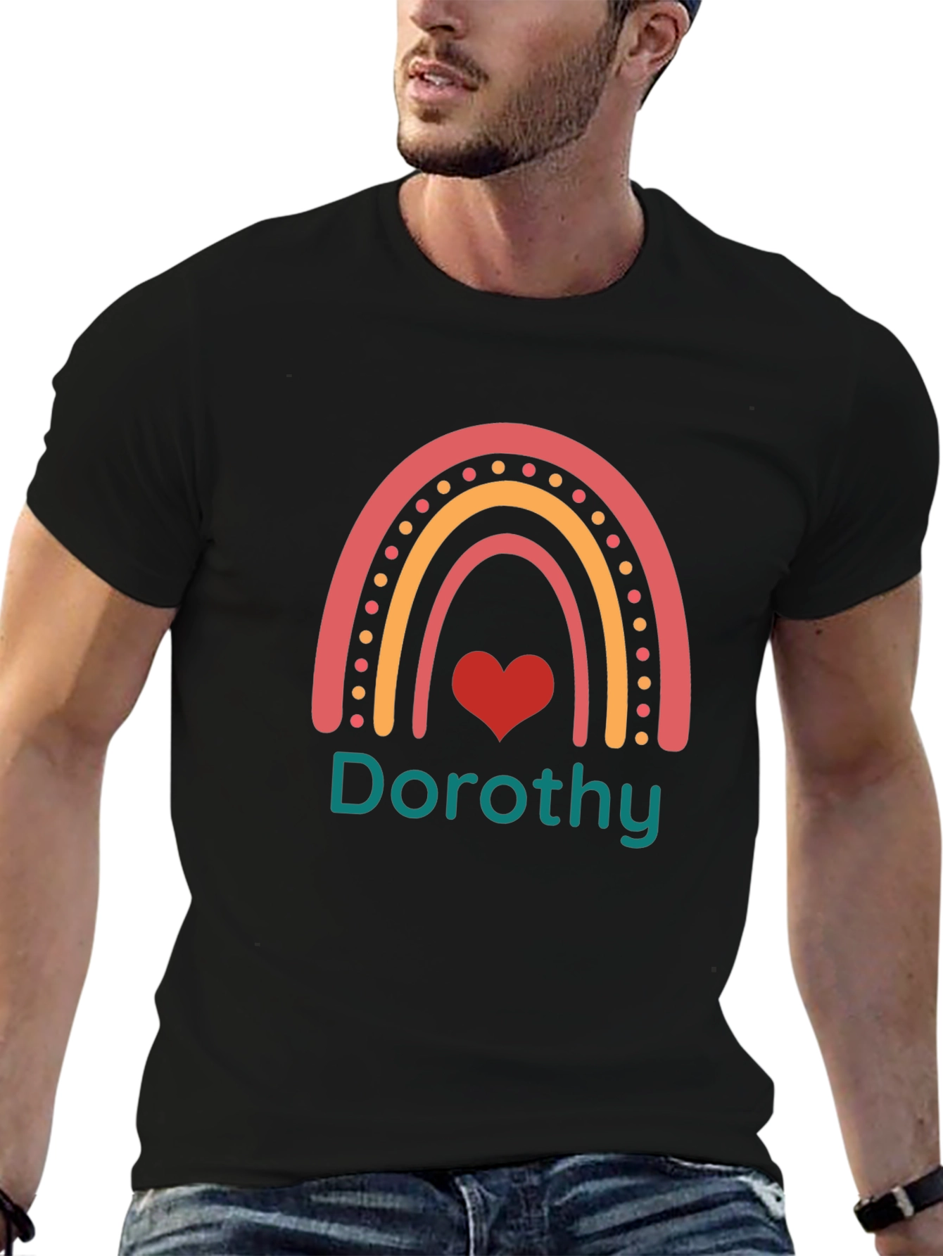 Dorothy Rainbow Graphic Tee - Trendy Black T-Shirt
