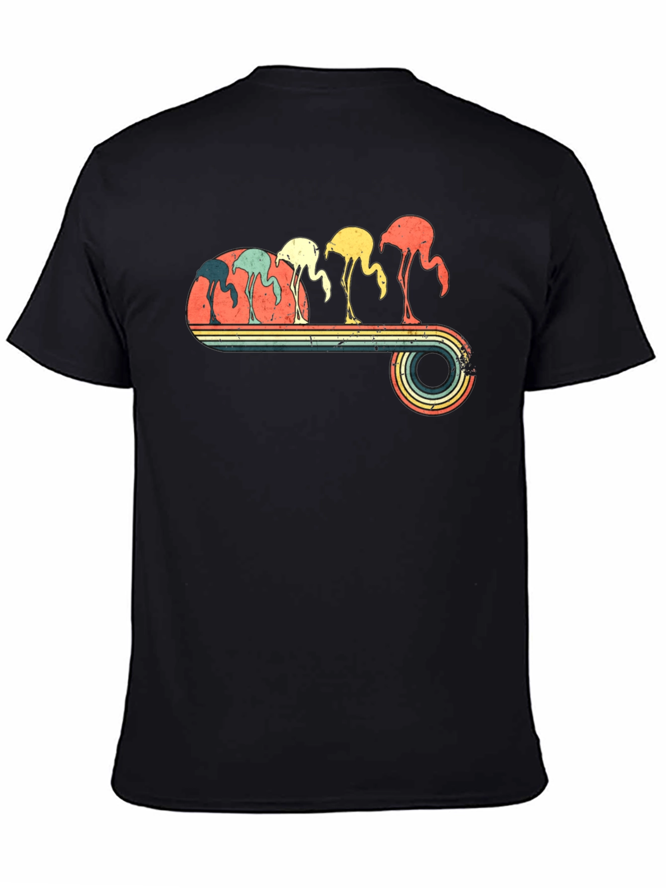 Retro Flamingo Graphic Tee - Black
