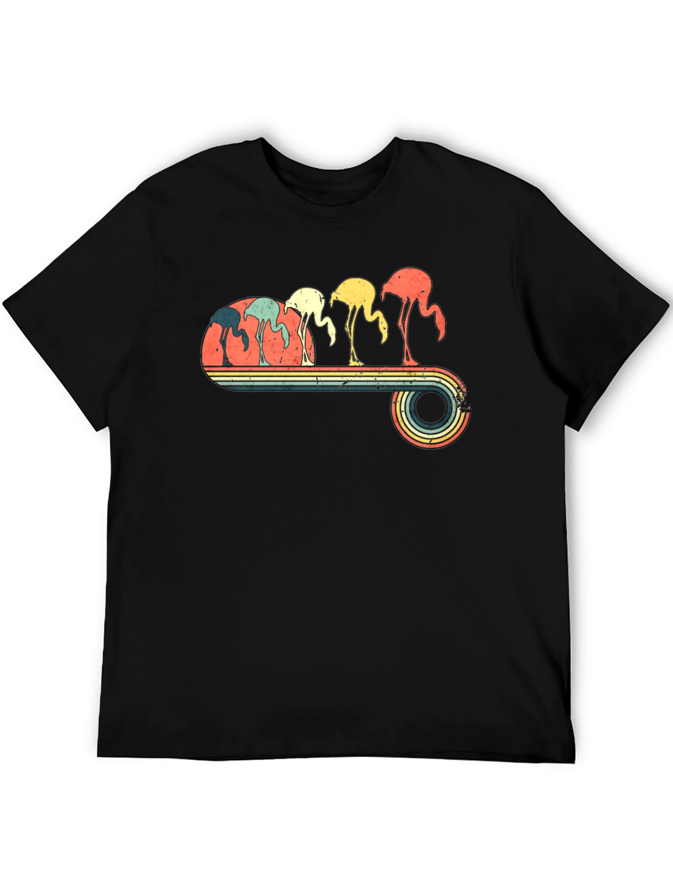 Retro Flamingo Graphic Tee - Black