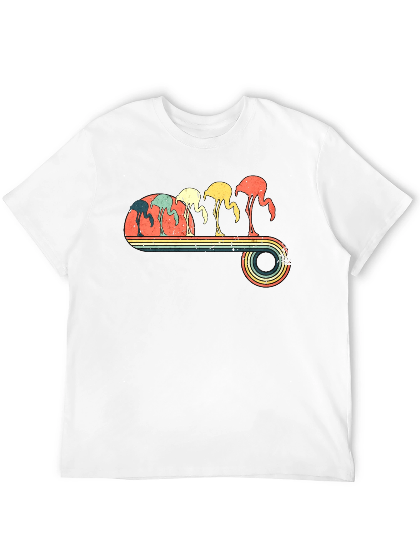 Retro Flamingo Graphic Tee - Black