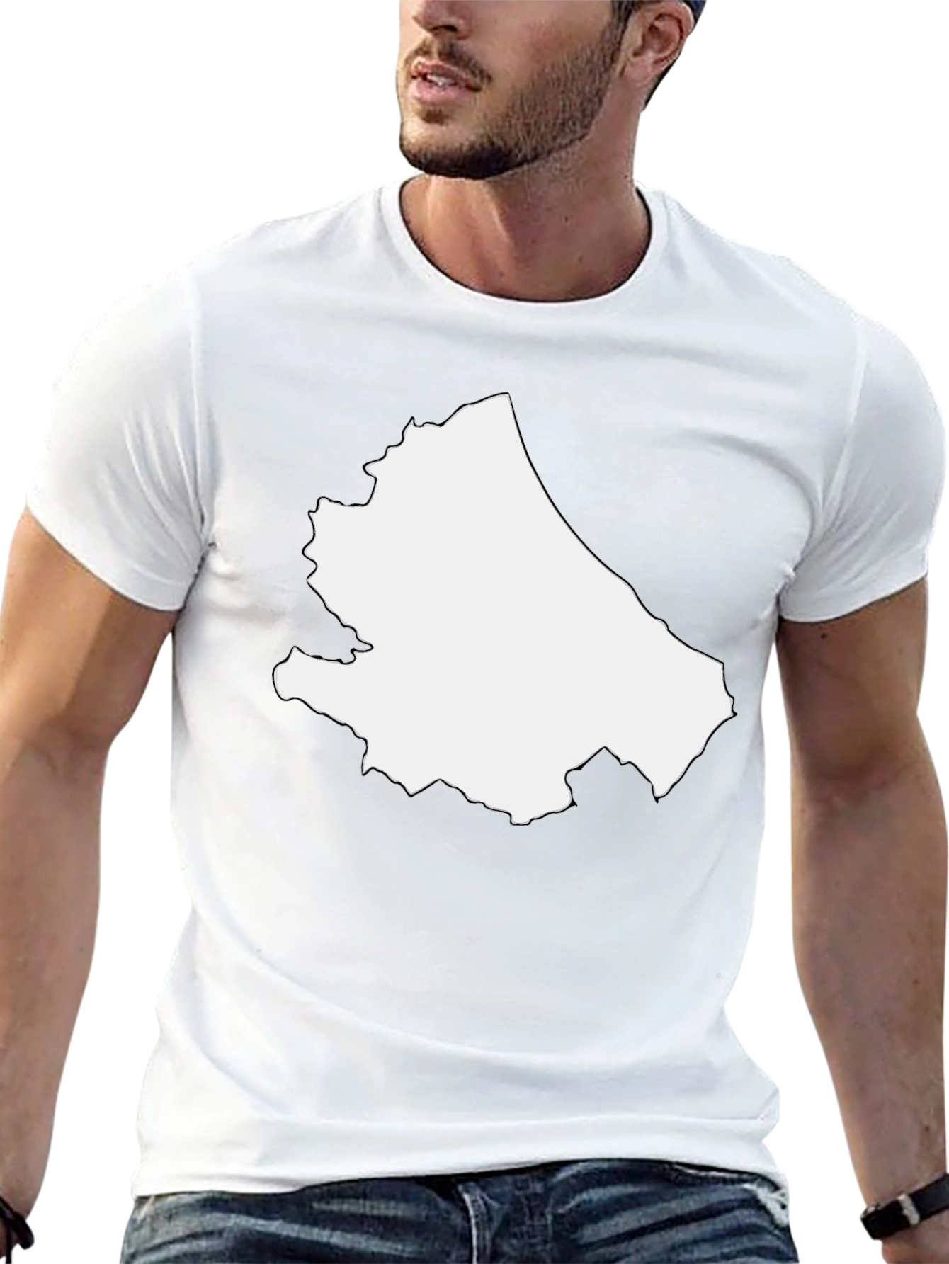 Abstract White Shape on Black Tee