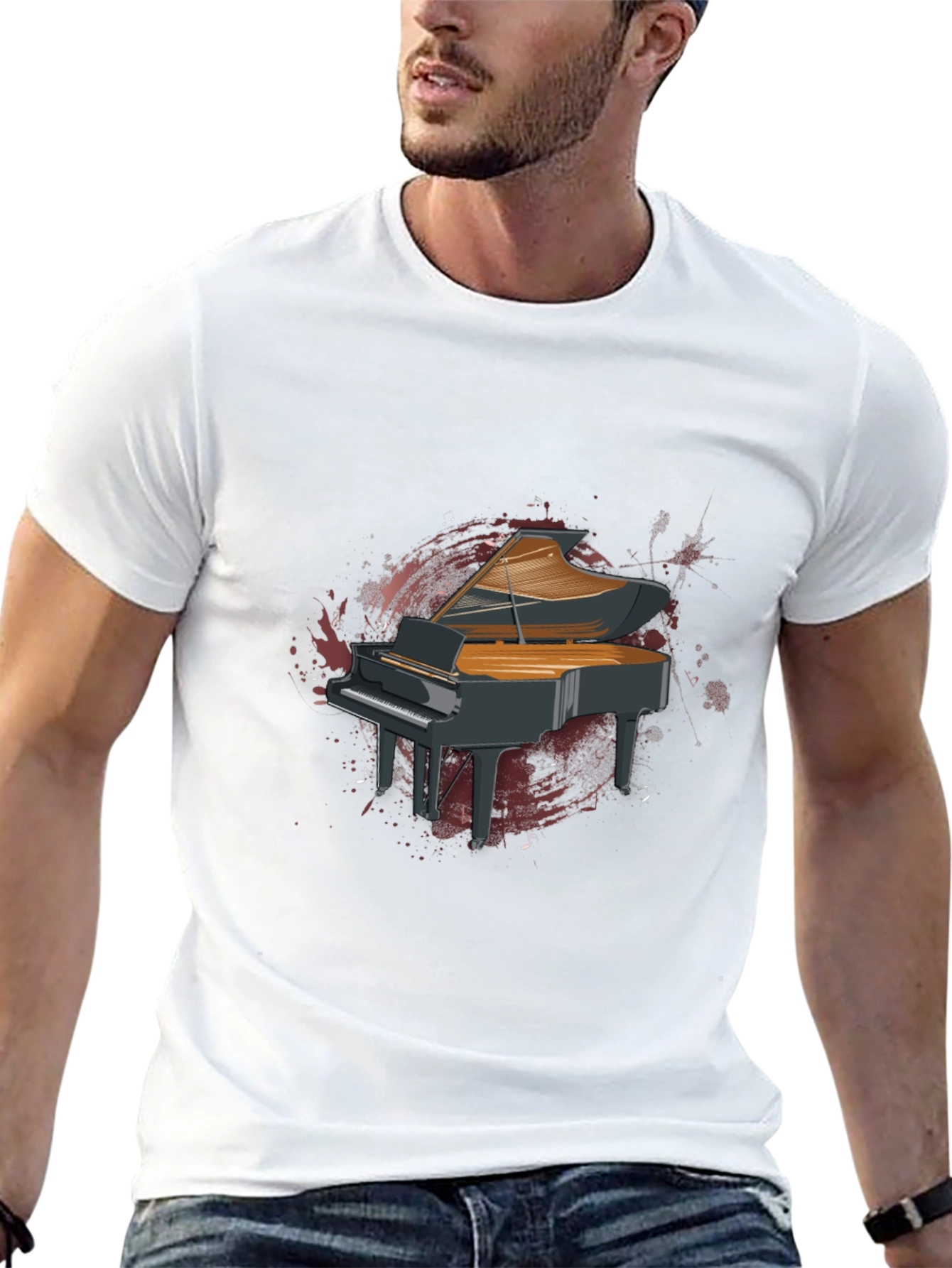 Grand Piano Graphic T-Shirt - Music Lover Tee