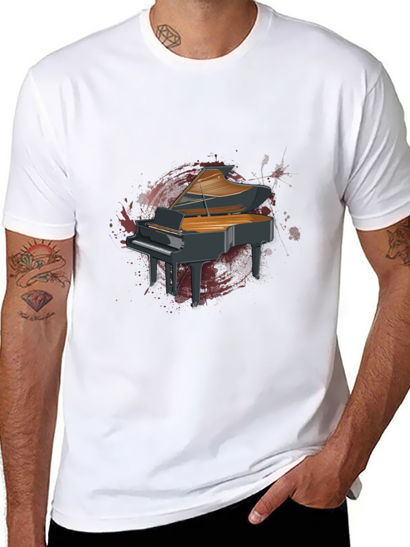 Grand Piano Graphic T-Shirt - Music Lover Tee