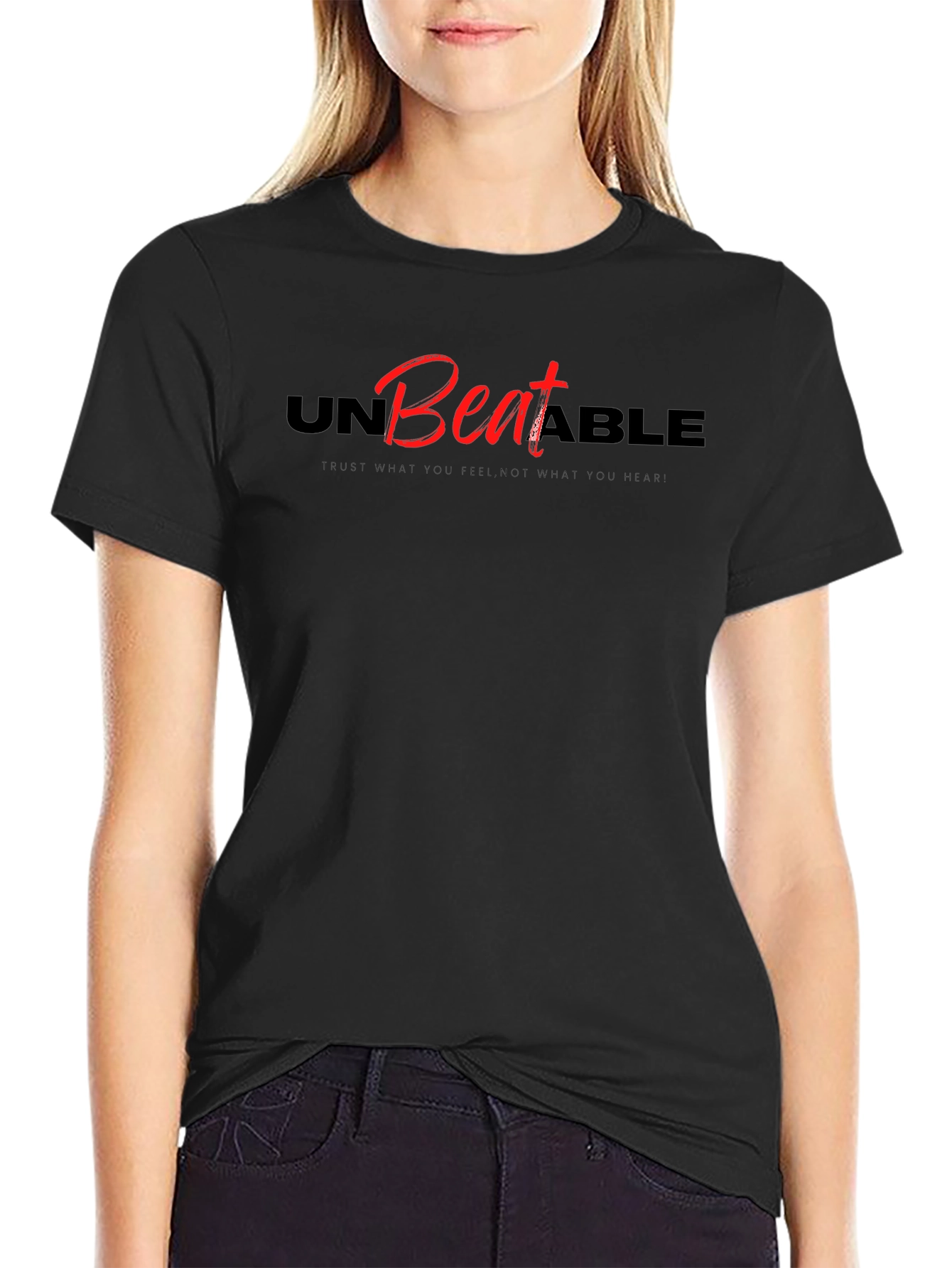 Unbeatable Graphic Tee - Black Casual T-Shirt