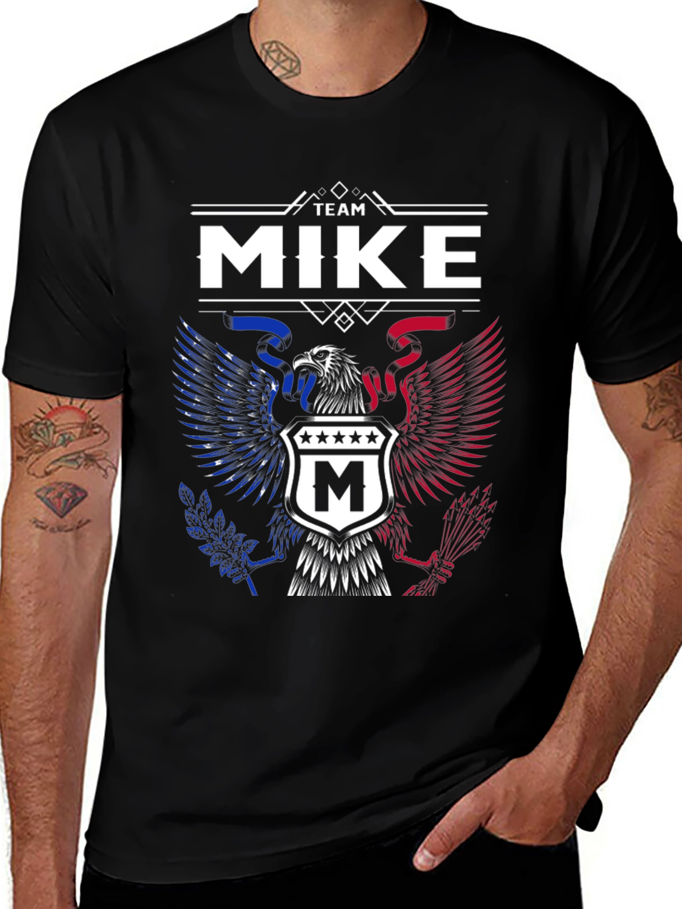 Team Mike Patriotic Eagle T-Shirt - Black