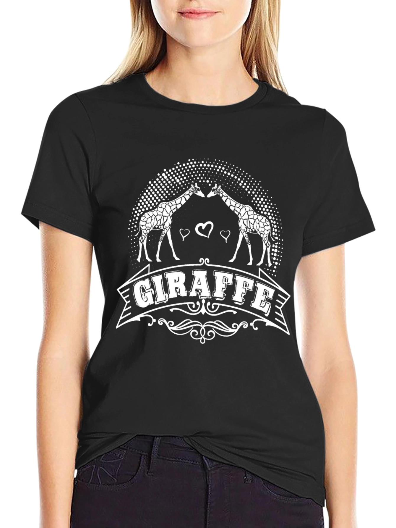 Giraffe Lover Tee - Stylish Black Cotton T-Shirt