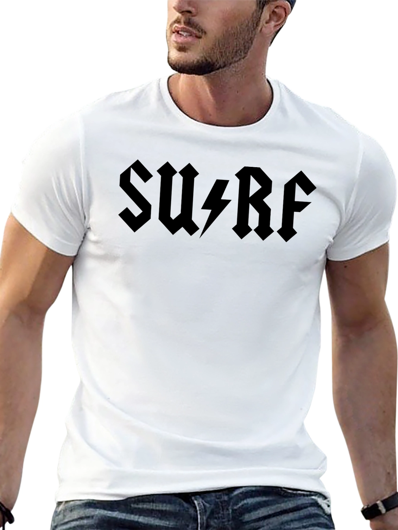 Surf AC DC Style Black Graphic T-Shirt