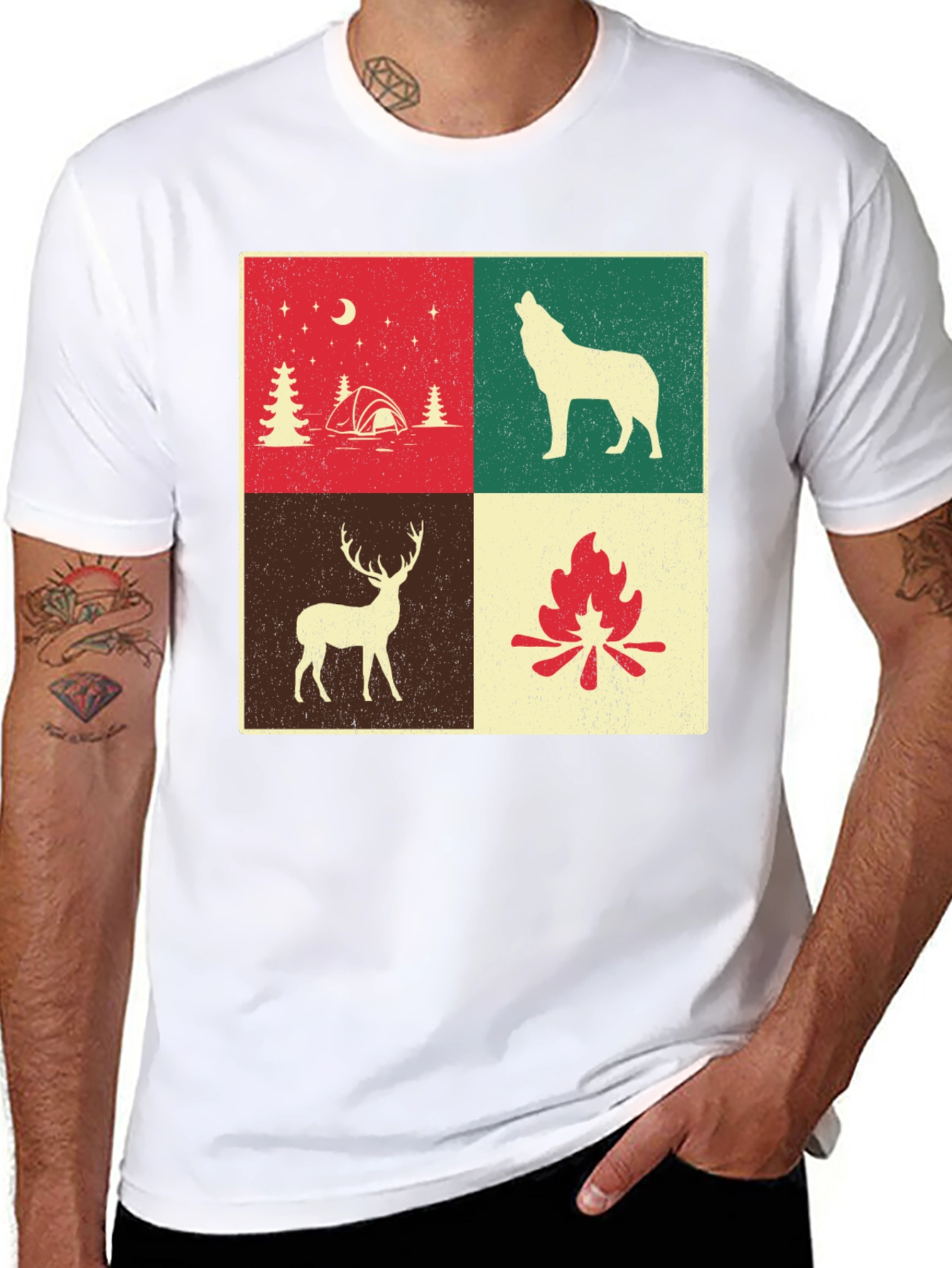 Camping Scene Graphic T-Shirt