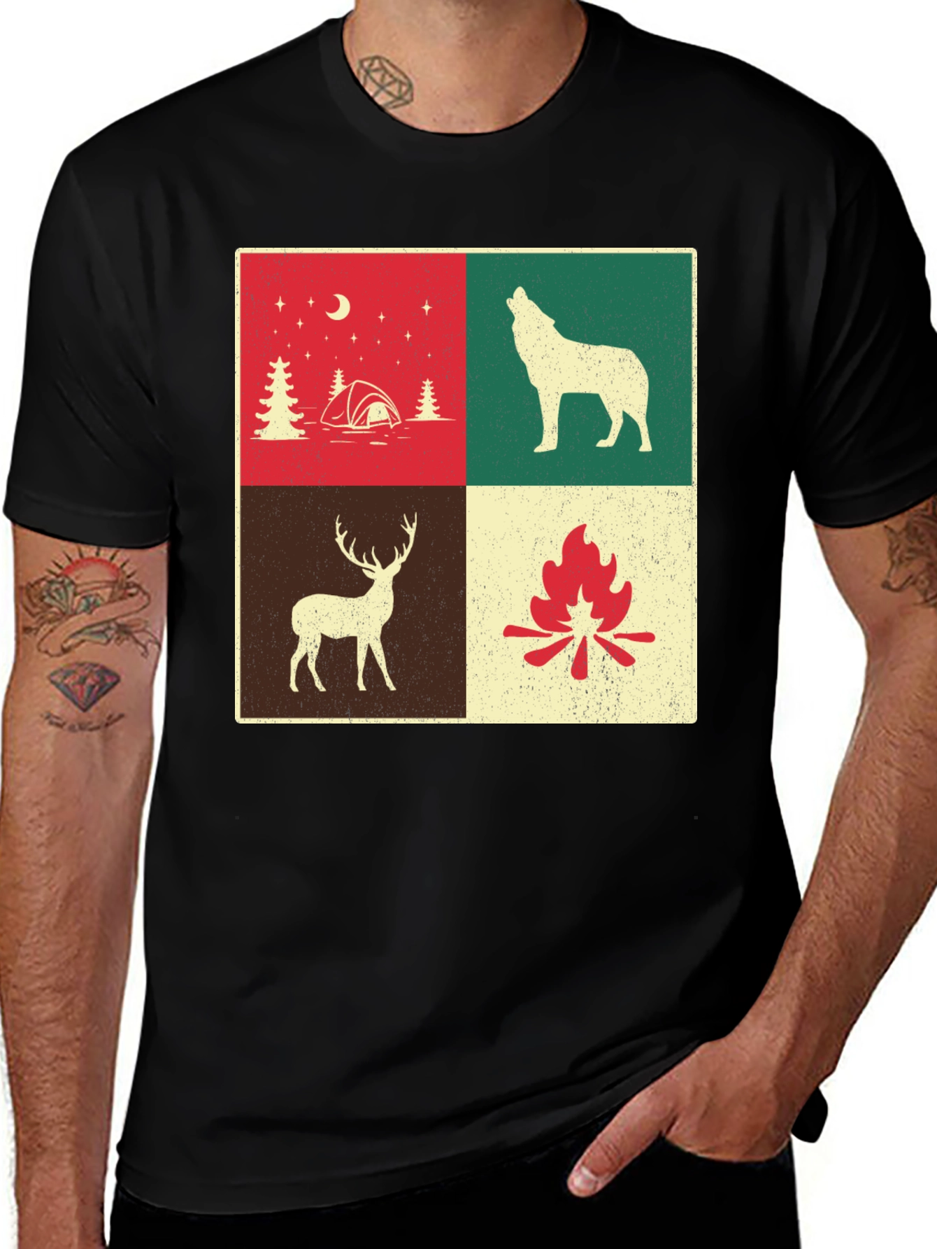 Camping Scene Graphic T-Shirt