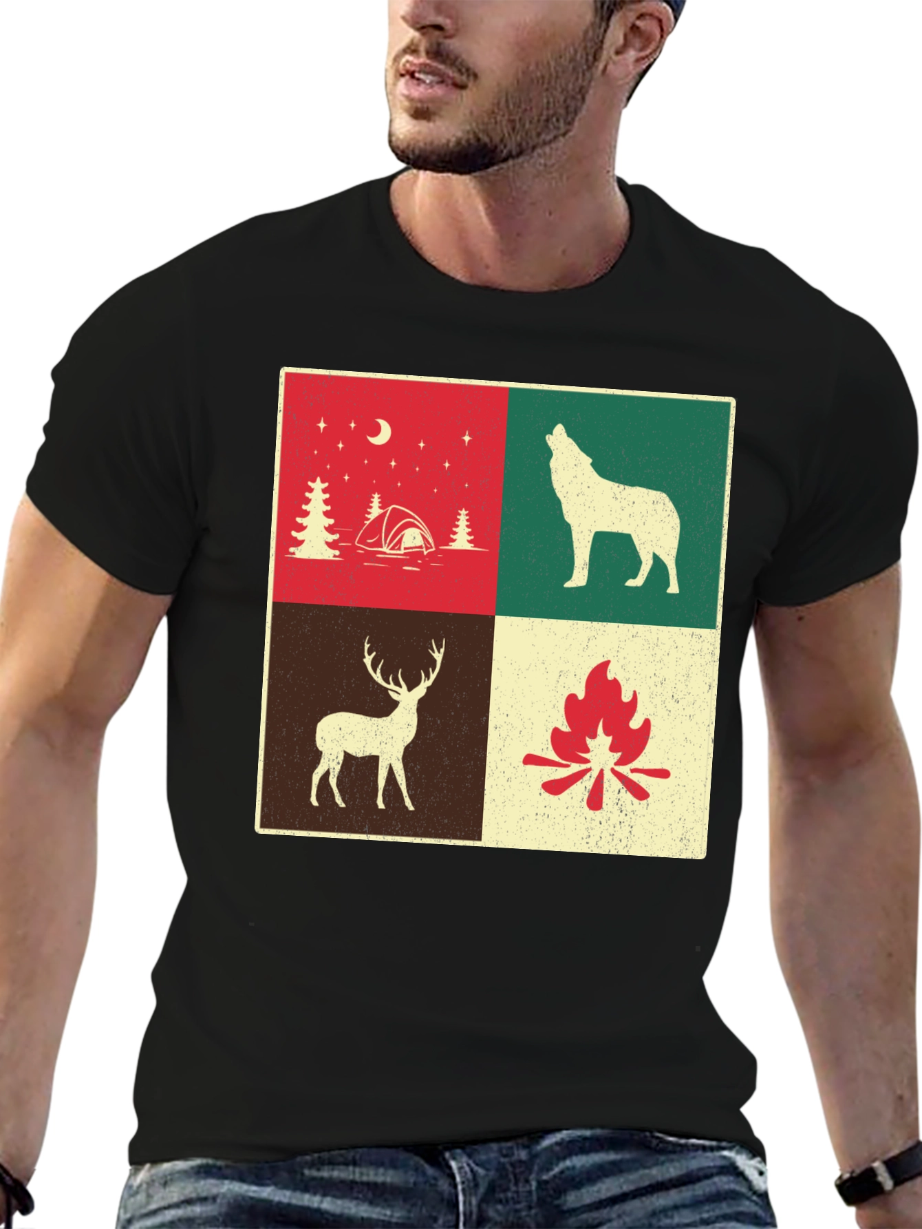 Camping Scene Graphic T-Shirt