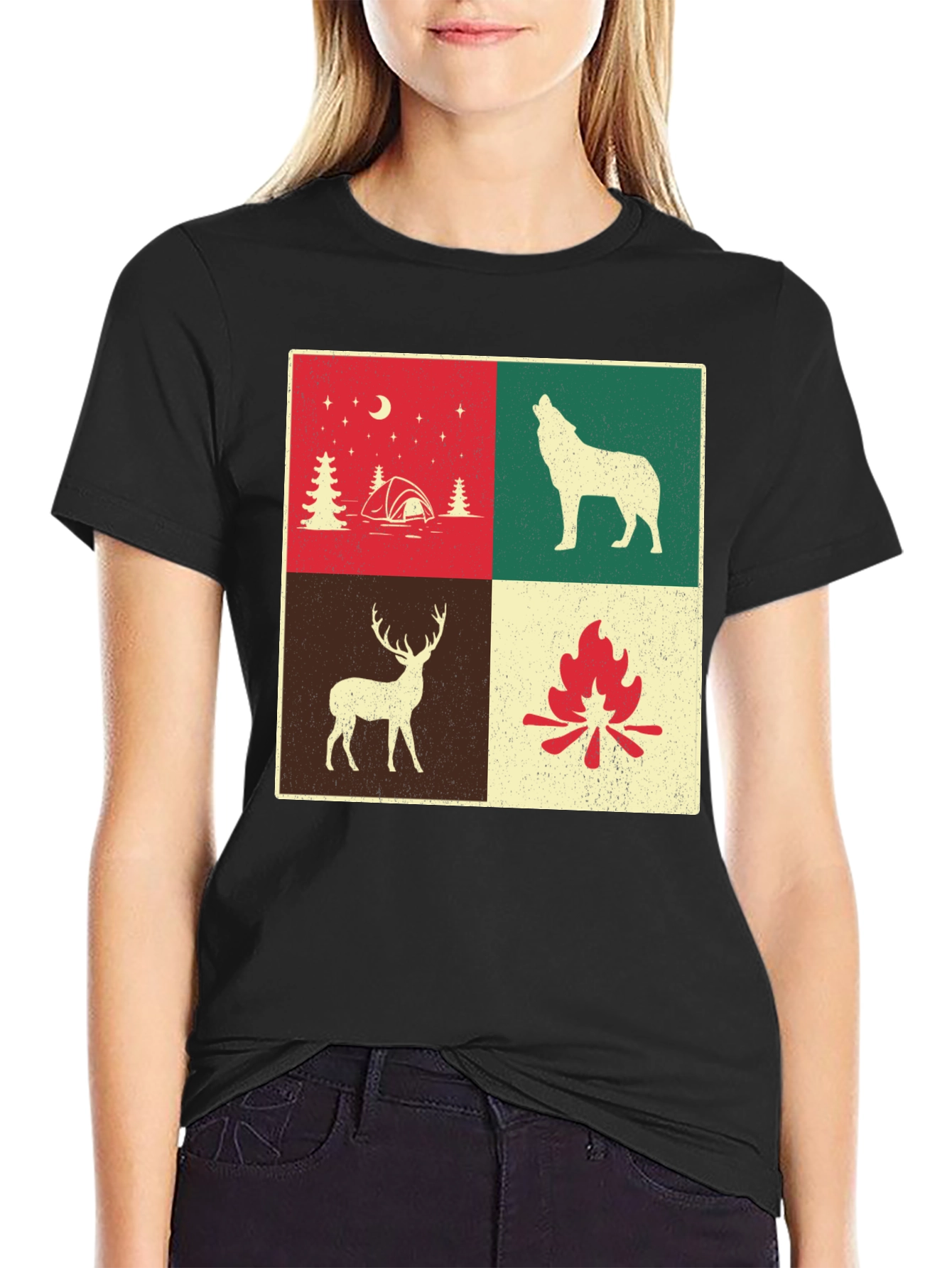 Camping Scene Graphic T-Shirt