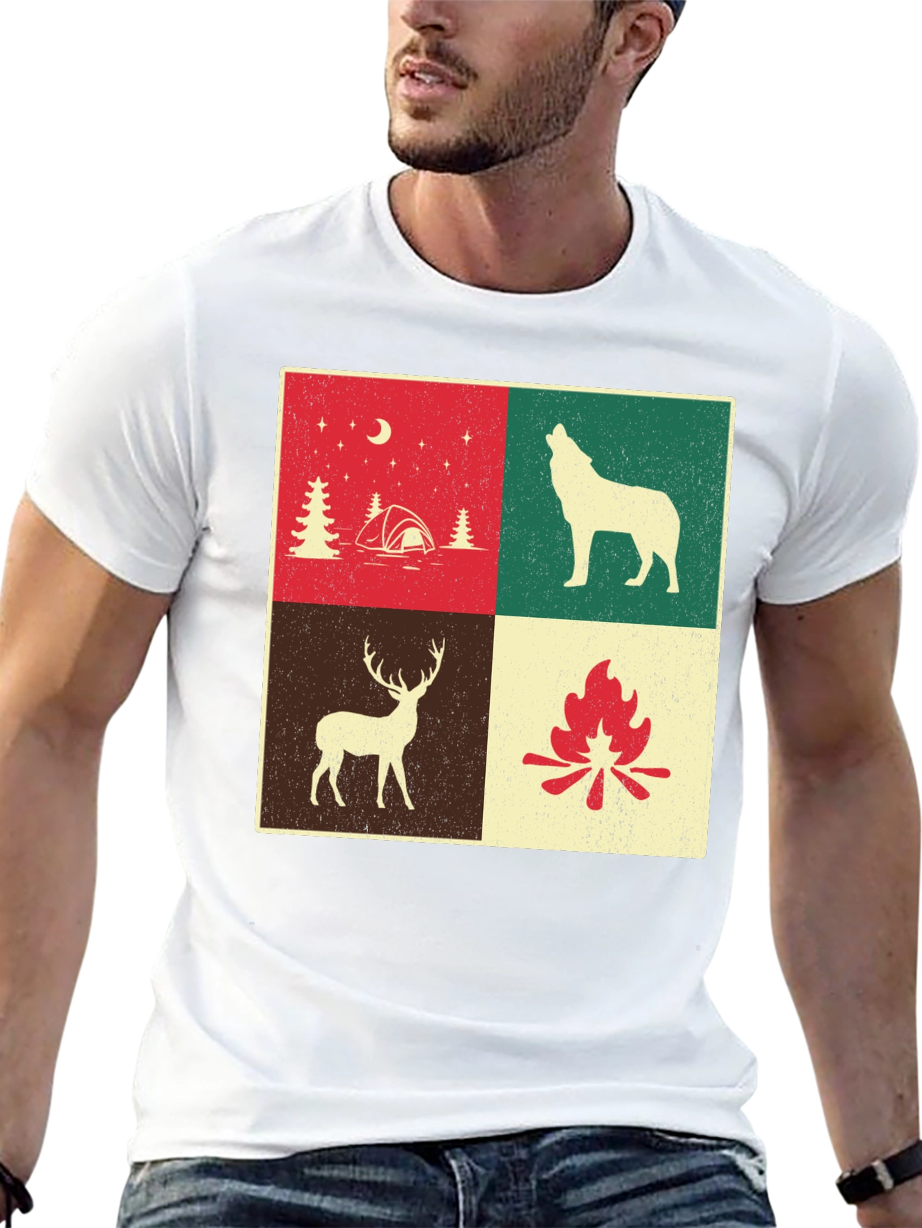 Camping Scene Graphic T-Shirt