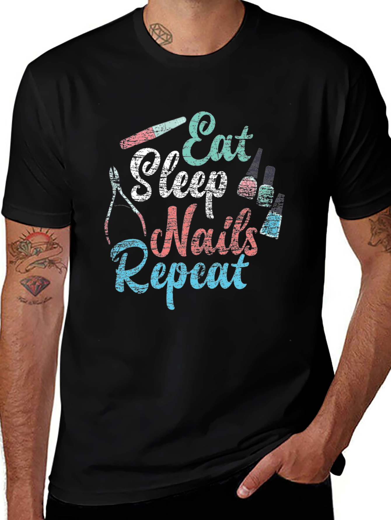 Eat Sleep Nails Repeat T-Shirt - Manicure Lover Tee