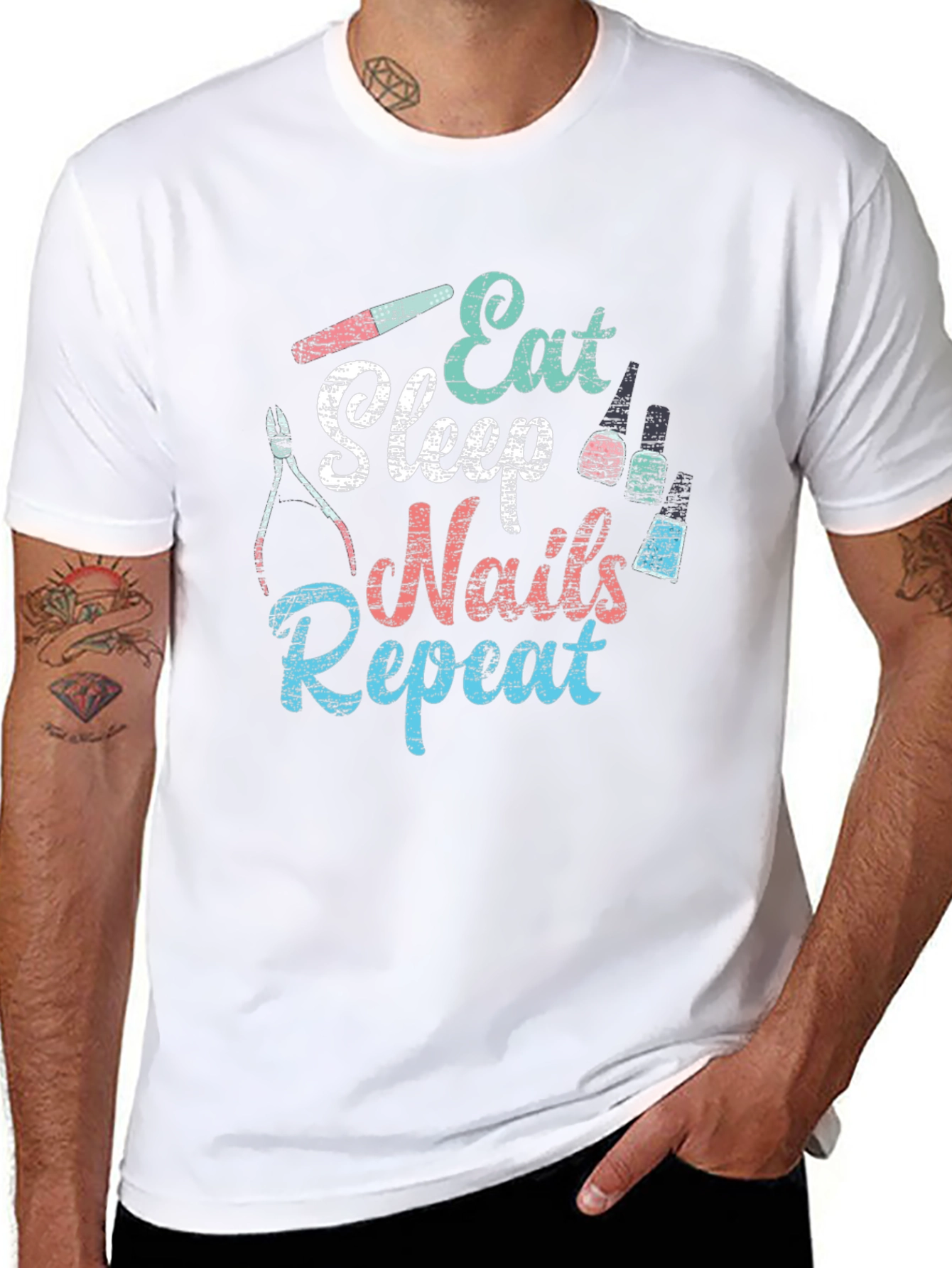 Eat Sleep Nails Repeat T-Shirt - Manicure Lover Tee