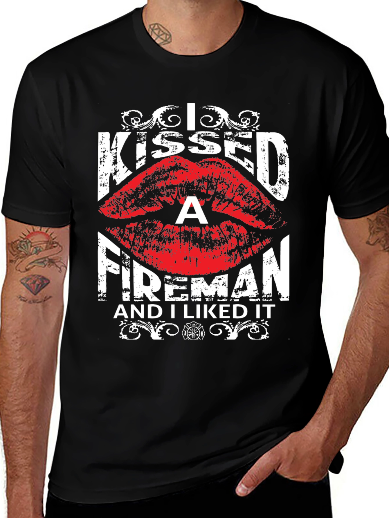 I Kissed A Fireman T-Shirt - Funny Graphic Tee