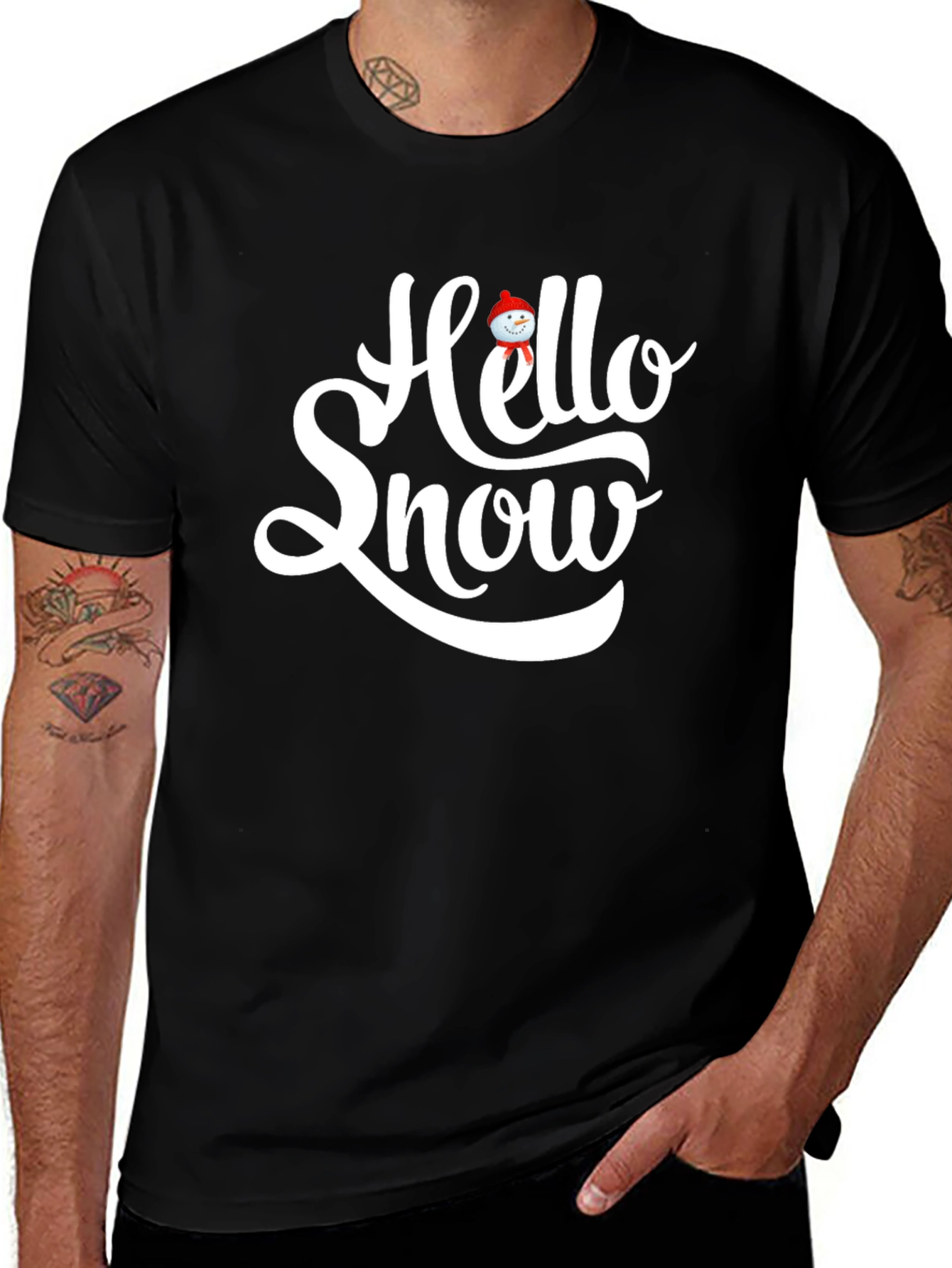 Hello Snow Graphic T-Shirt - Black