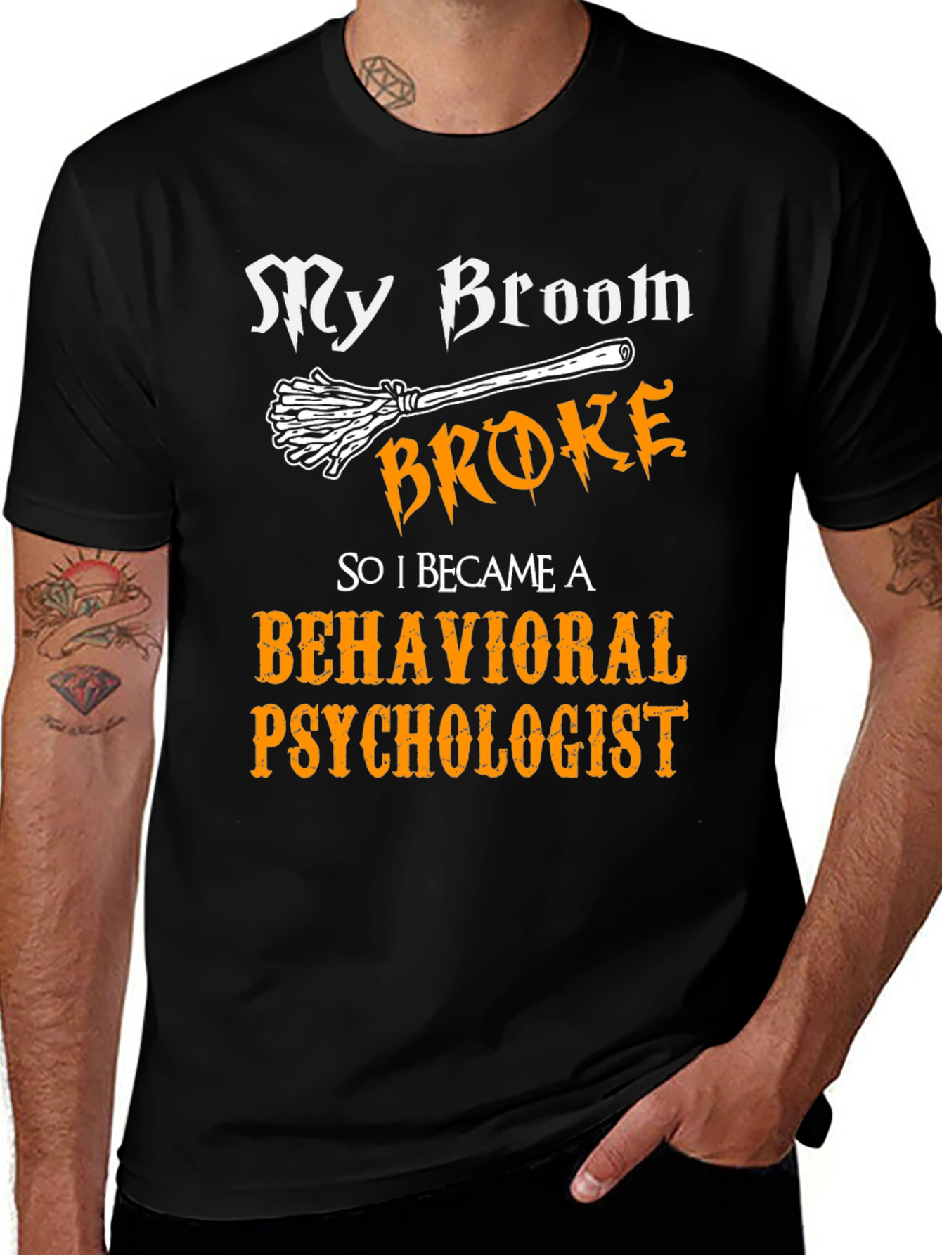 Funny Behavioral Psychologist Broom T-Shirt