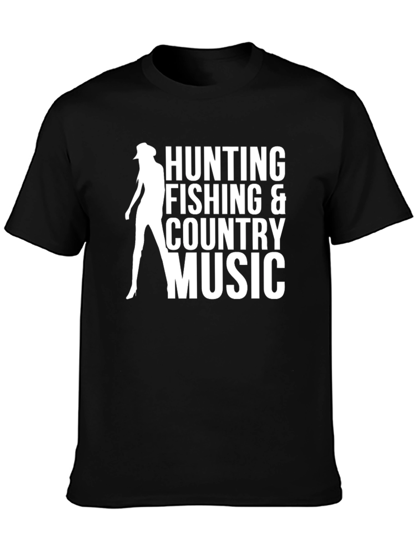 Hunting Fishing Country Music Black Graphic Tee