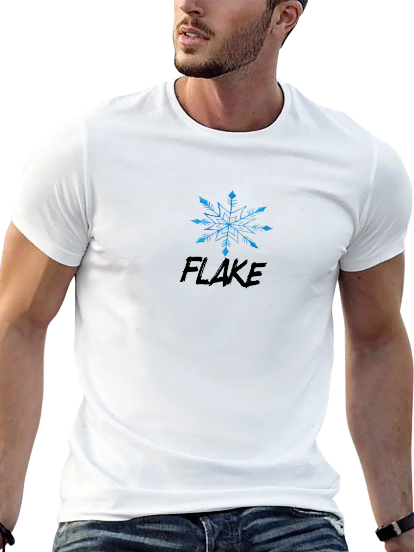 Flake Snowflake Graphic Black T-Shirt