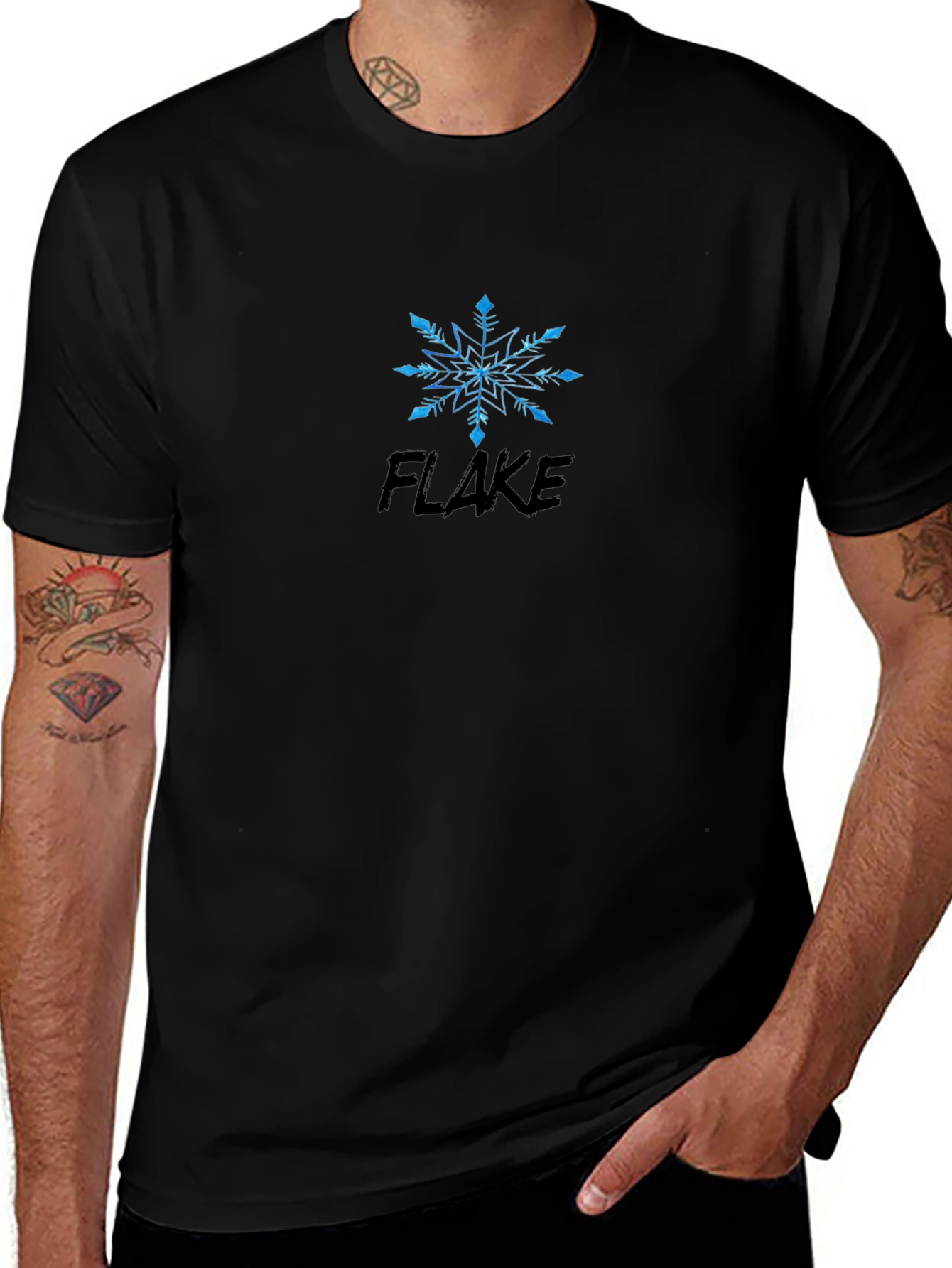Flake Snowflake Graphic Black T-Shirt