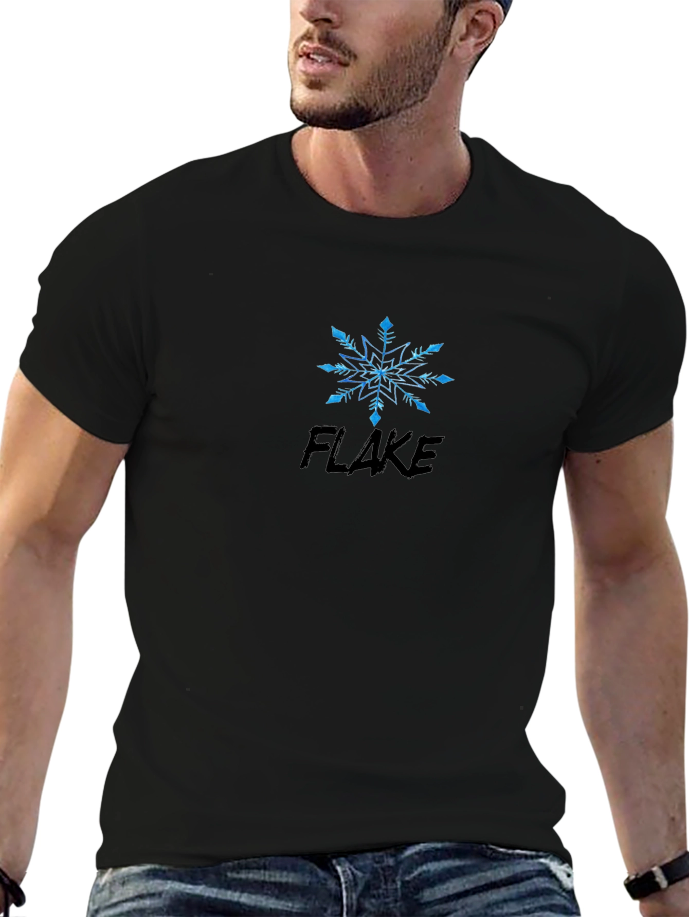 Flake Snowflake Graphic Black T-Shirt