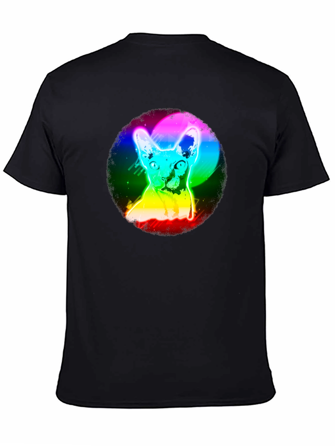 Rainbow Cat Graphic Black T-Shirt