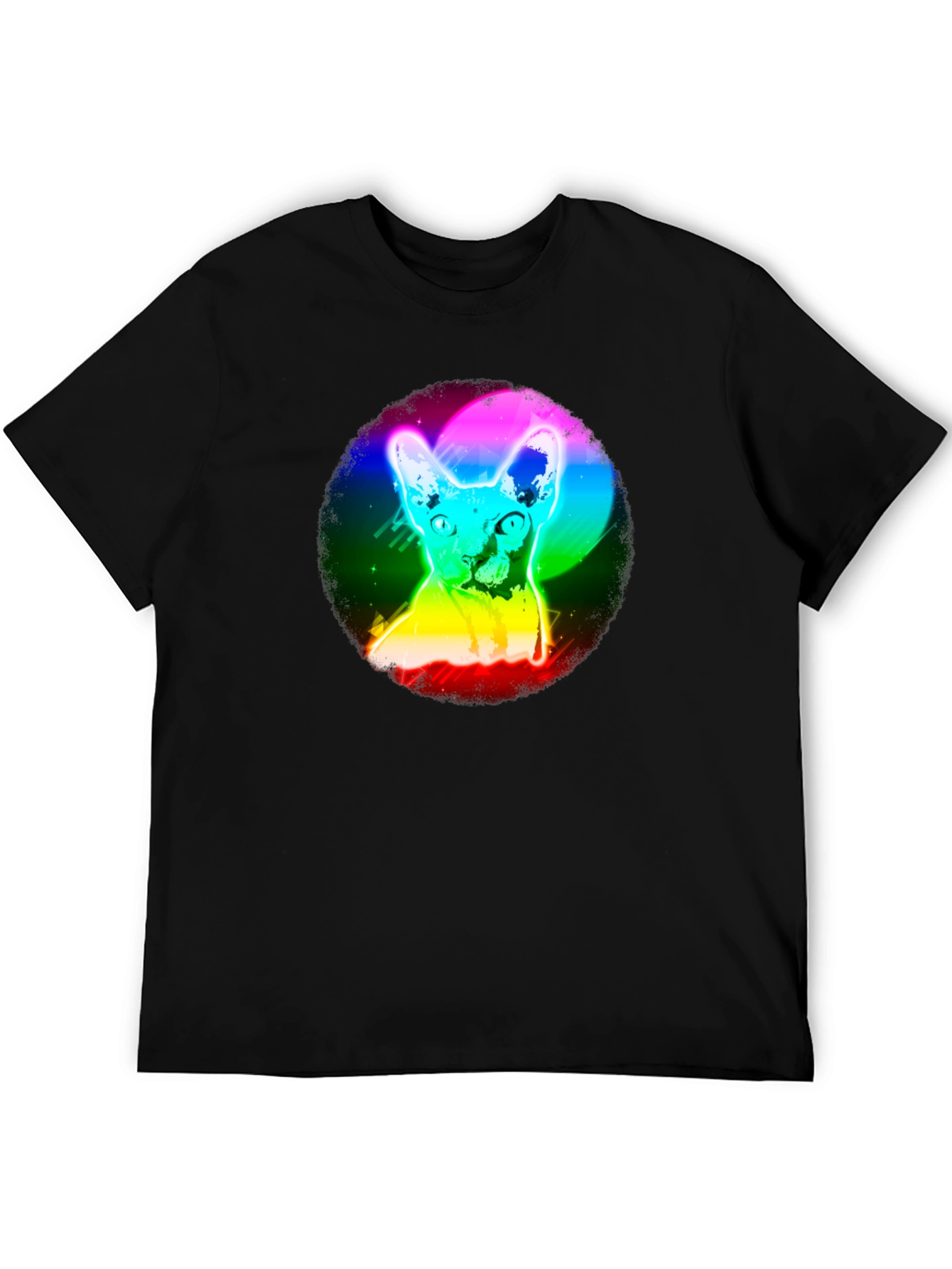 Rainbow Cat Graphic Black T-Shirt