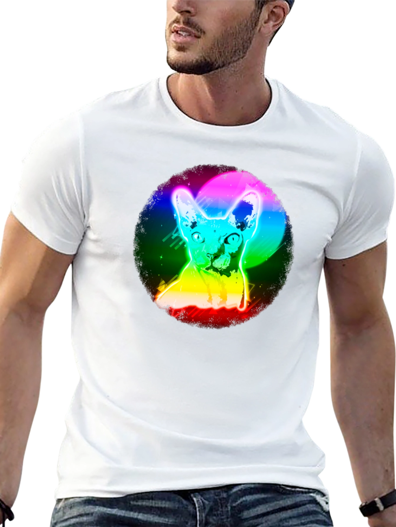 Rainbow Cat Graphic Black T-Shirt