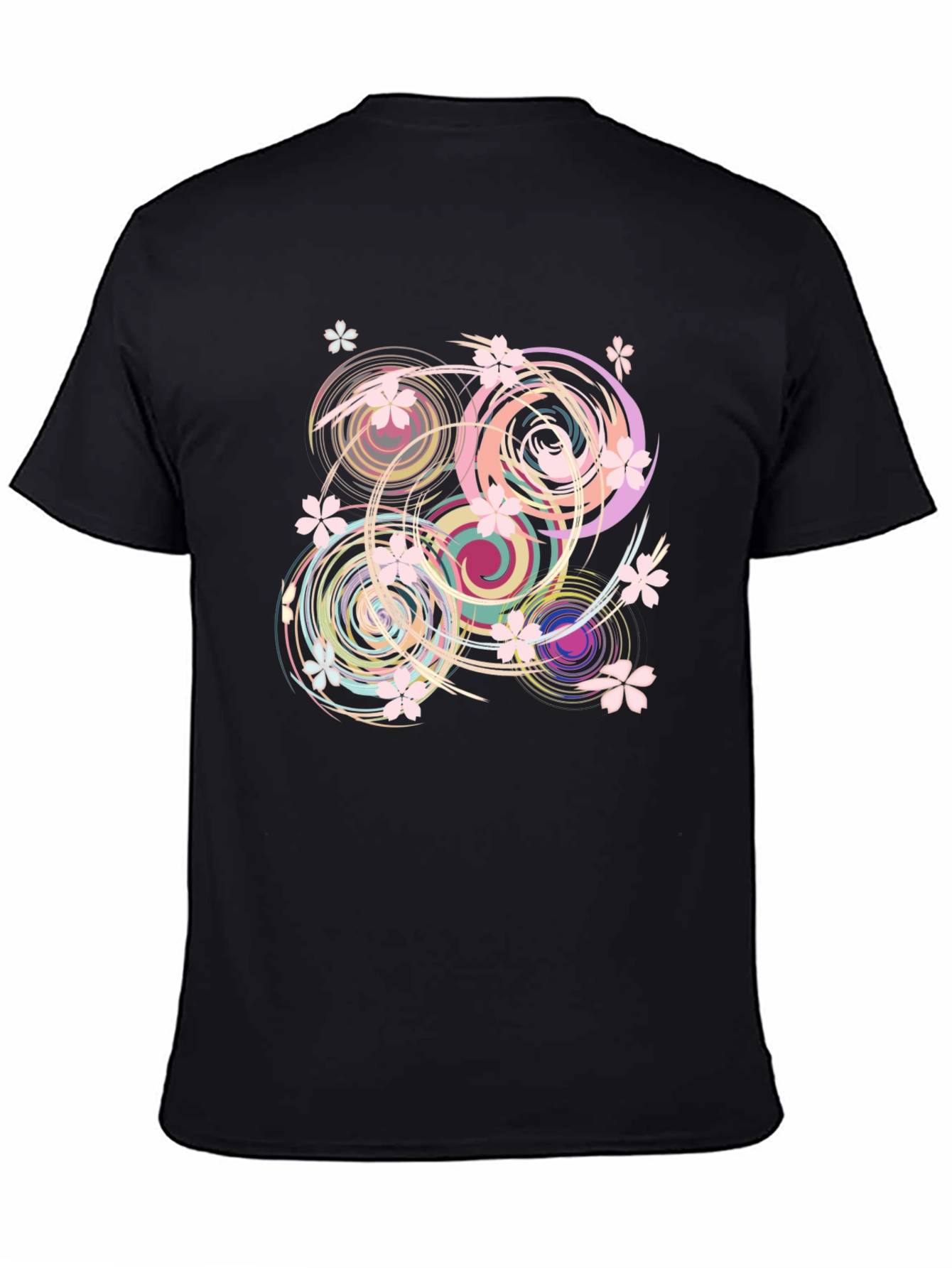 Swirl Floral Black T-Shirt
